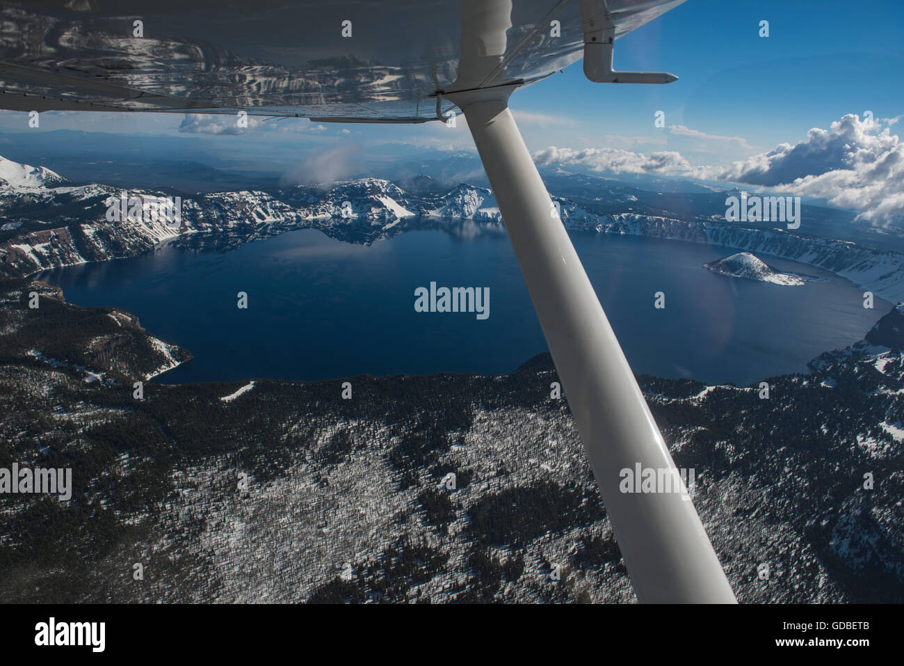 aerial view of Crater Lake, Oregon, USA Stock Photo
