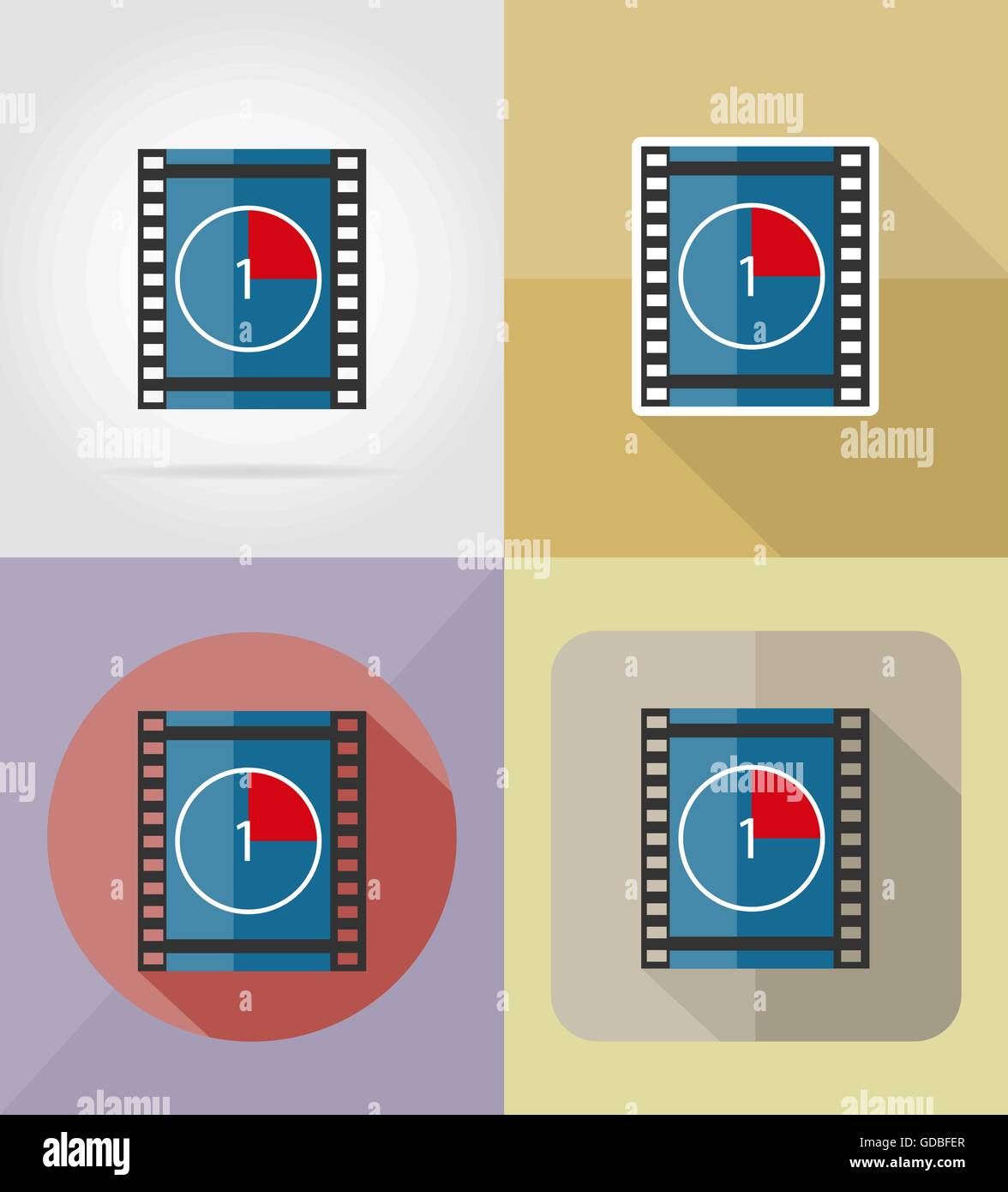 movie film flat icons vector illustration isolated on background Stock ...