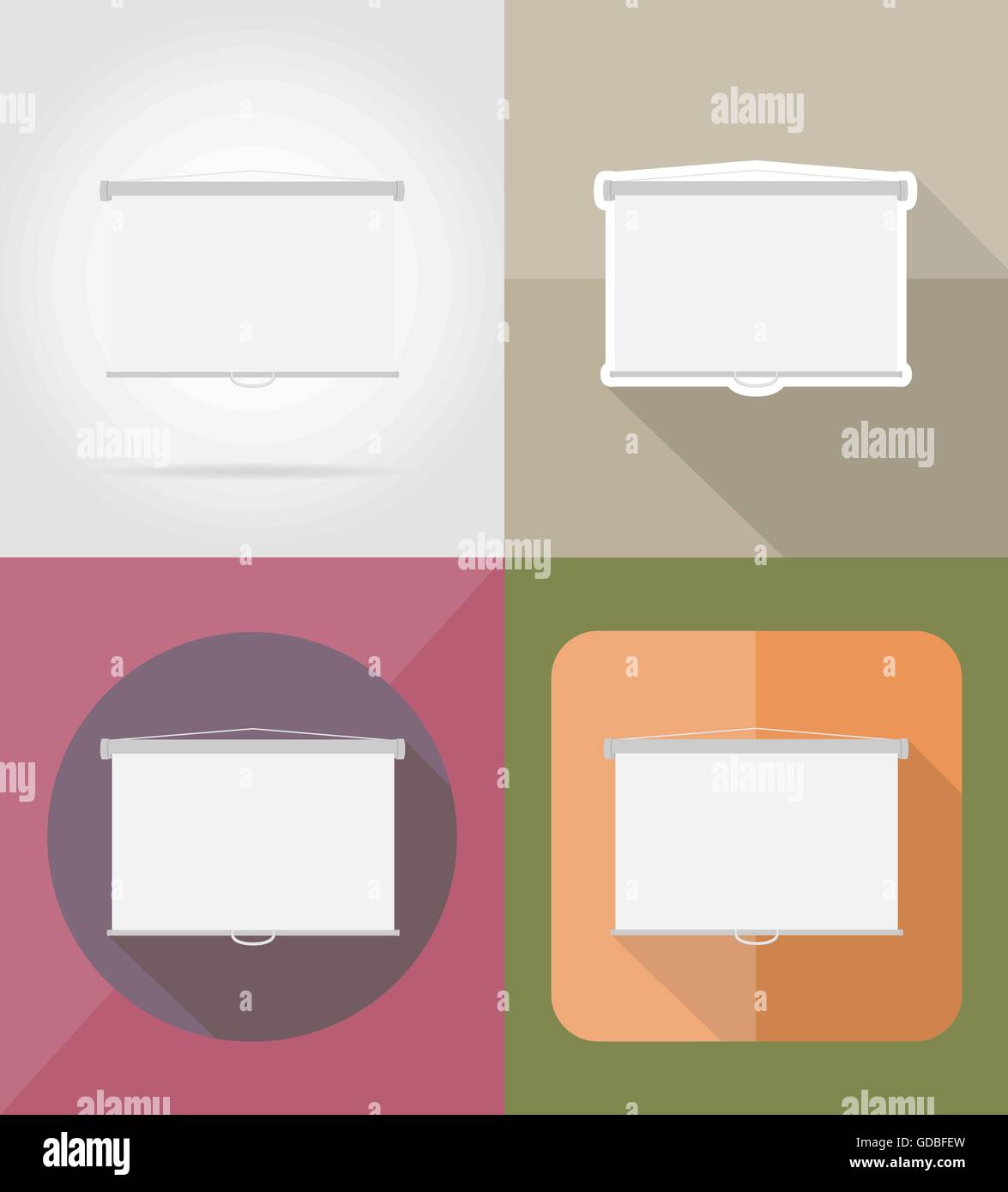 projection screen flat icons vector illustration isolated on background ...