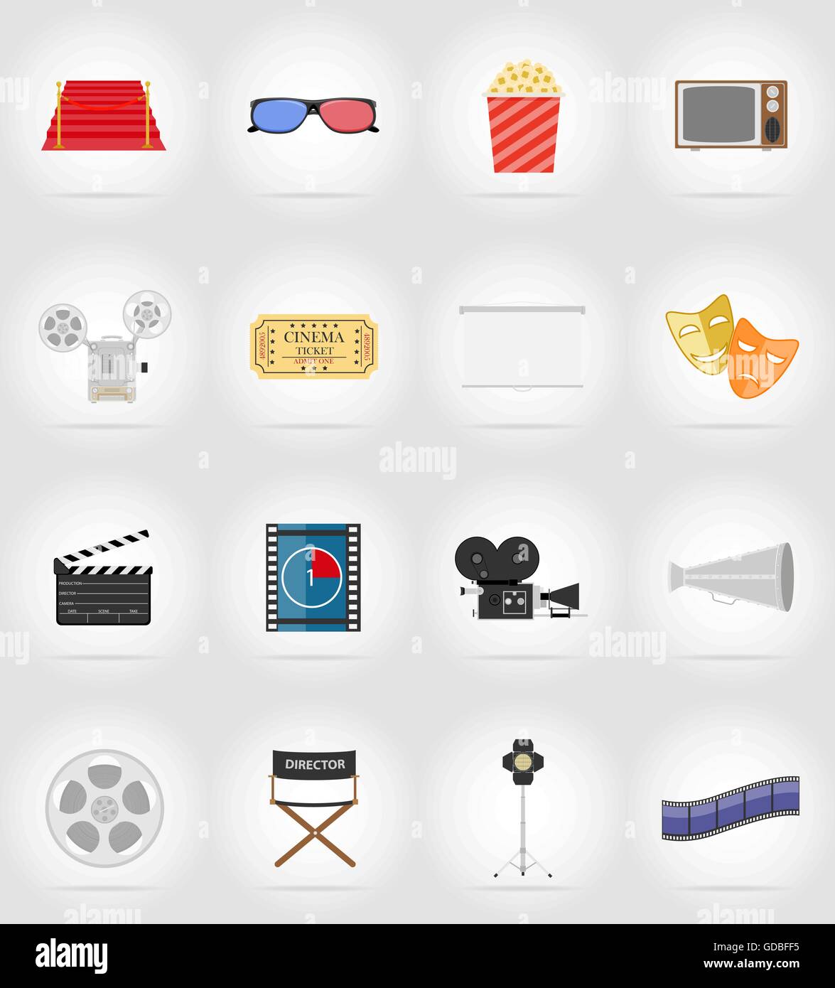 cinema flat icons flat icons vector illustration isolated on background ...