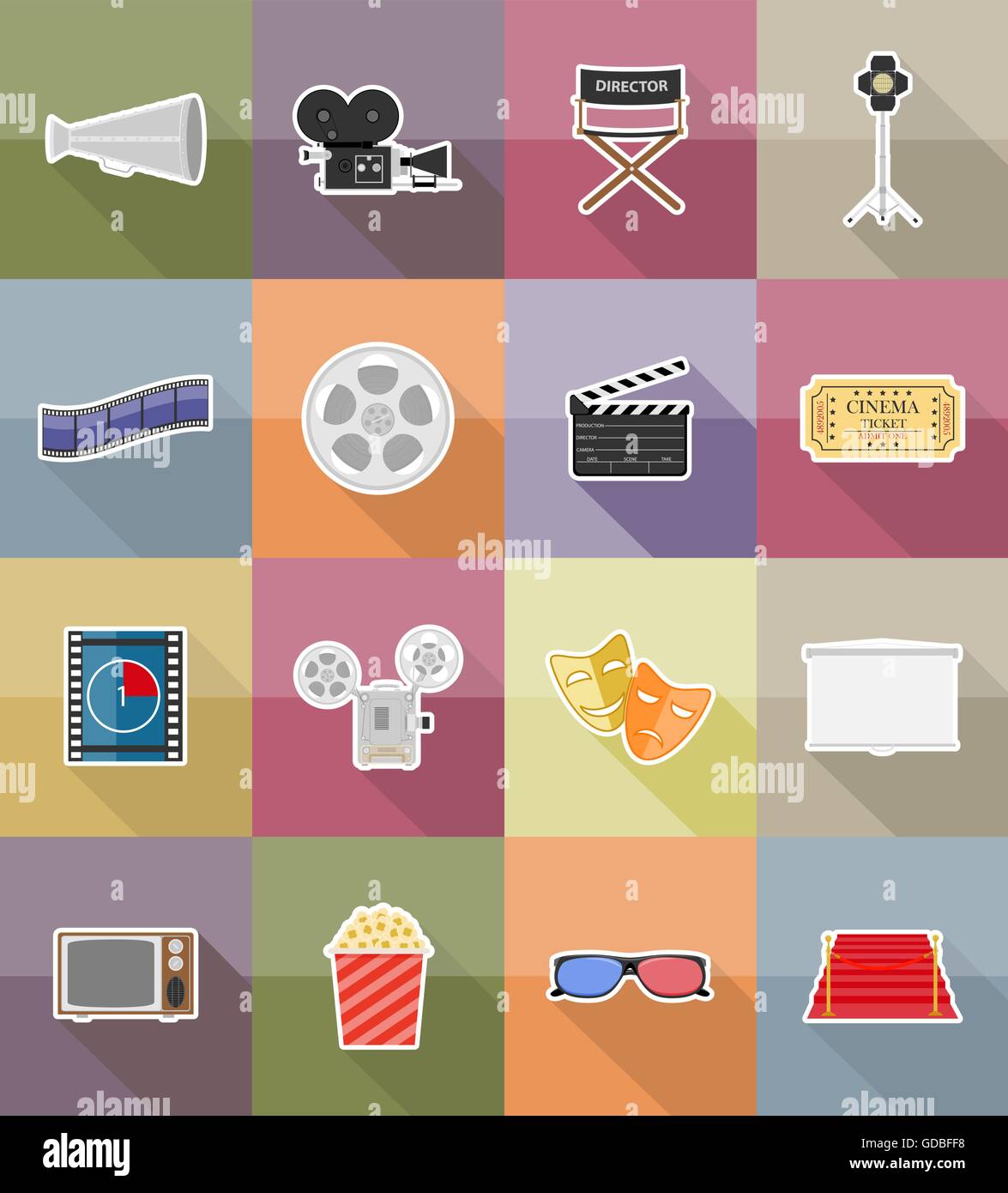 cinema flat icons flat icons vector illustration isolated on background ...