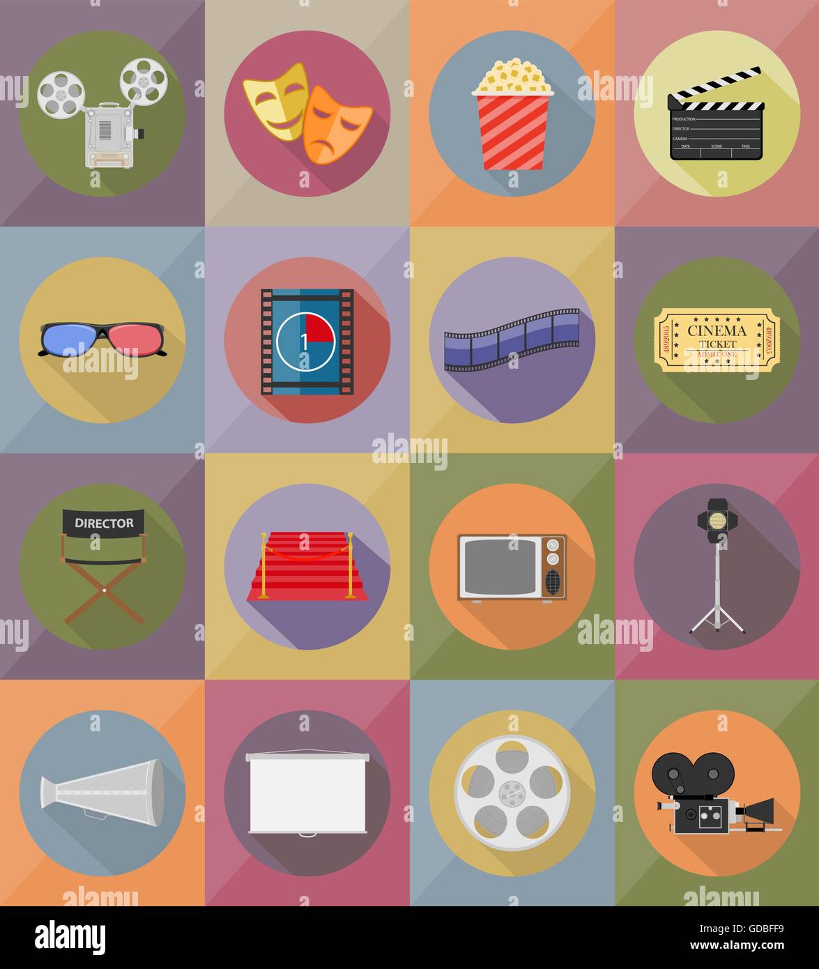 cinema flat icons flat icons vector illustration isolated on background ...
