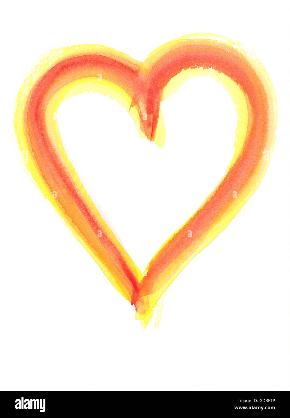 Red and yellow heart shape watercolor painting Stock Photo Alamy