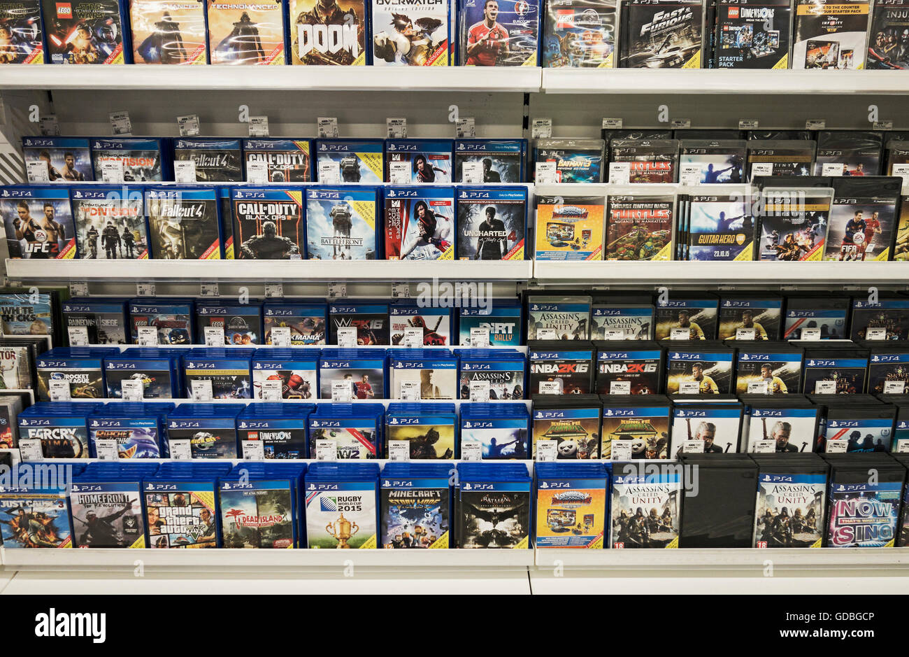 PlayStation games for sale in a supermarket Stock Photo - Alamy