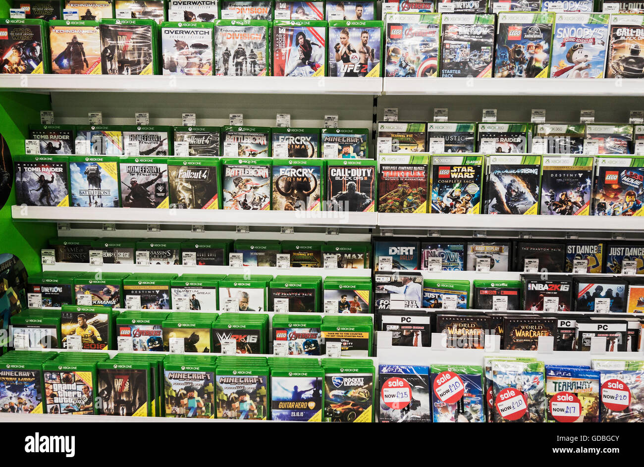 Xbox games for sale in a supermarket Stock Photo Alamy