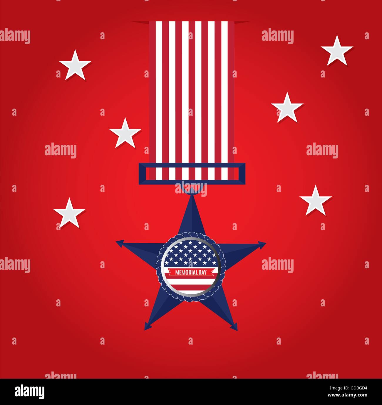 Isolated medal on a colored background with stars for memorial day Stock Vector