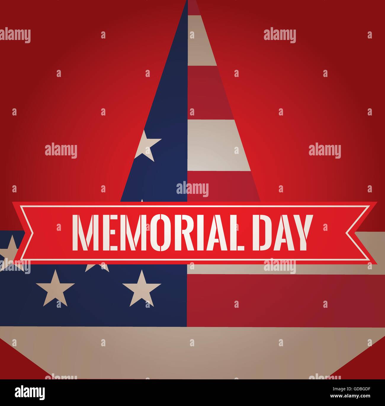 Colored background with a star and a ribbon with text for memorial day ...