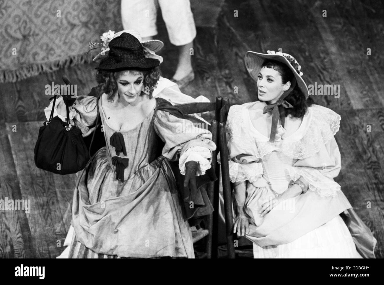 Zoe Caldwell and Rita Gam  at the Guthrie Theatre in 1963. Stock Photo