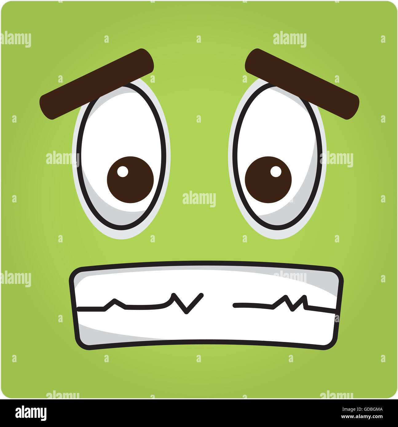 Green background with an abstract worried face Stock Vector