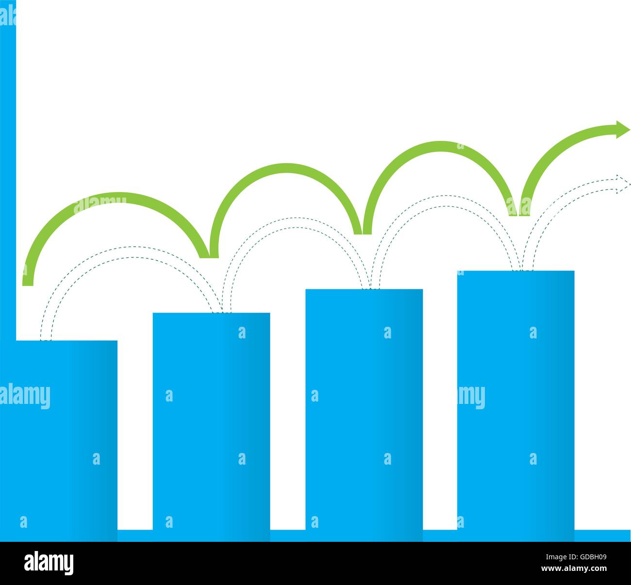increasing bar chart graph with four bars on white... Isolated business graph with bars on a white background Stock Vector ...