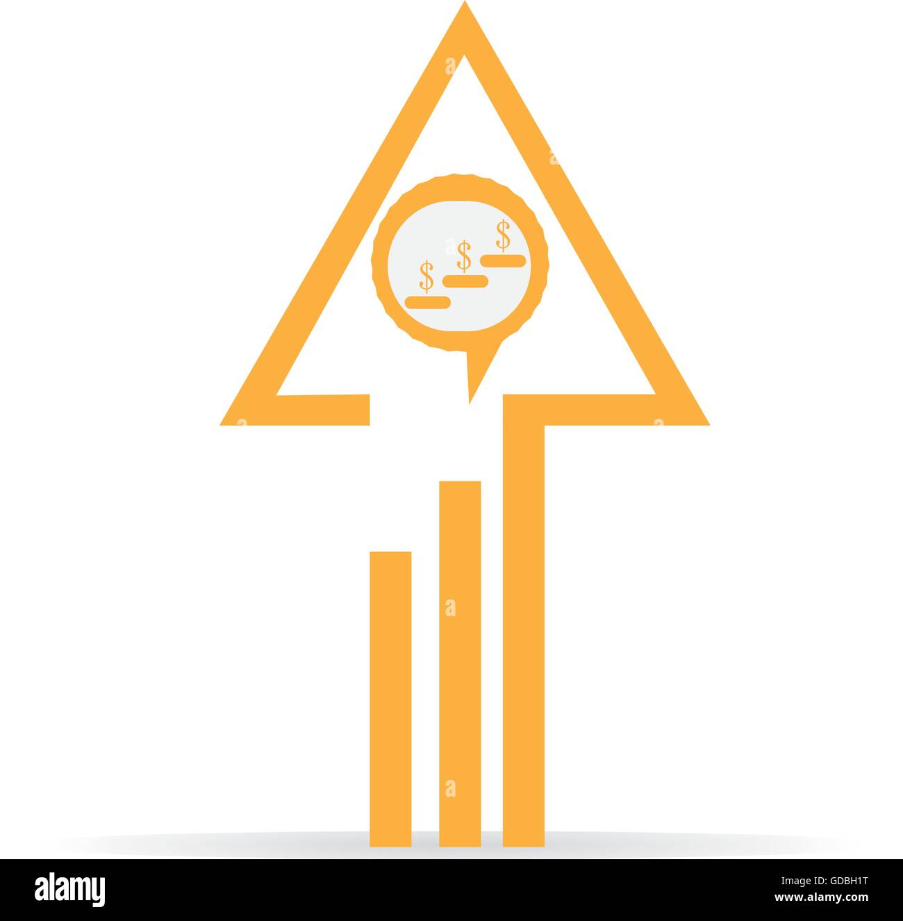 Isolated business graph with an arrow and bars on a white background ...