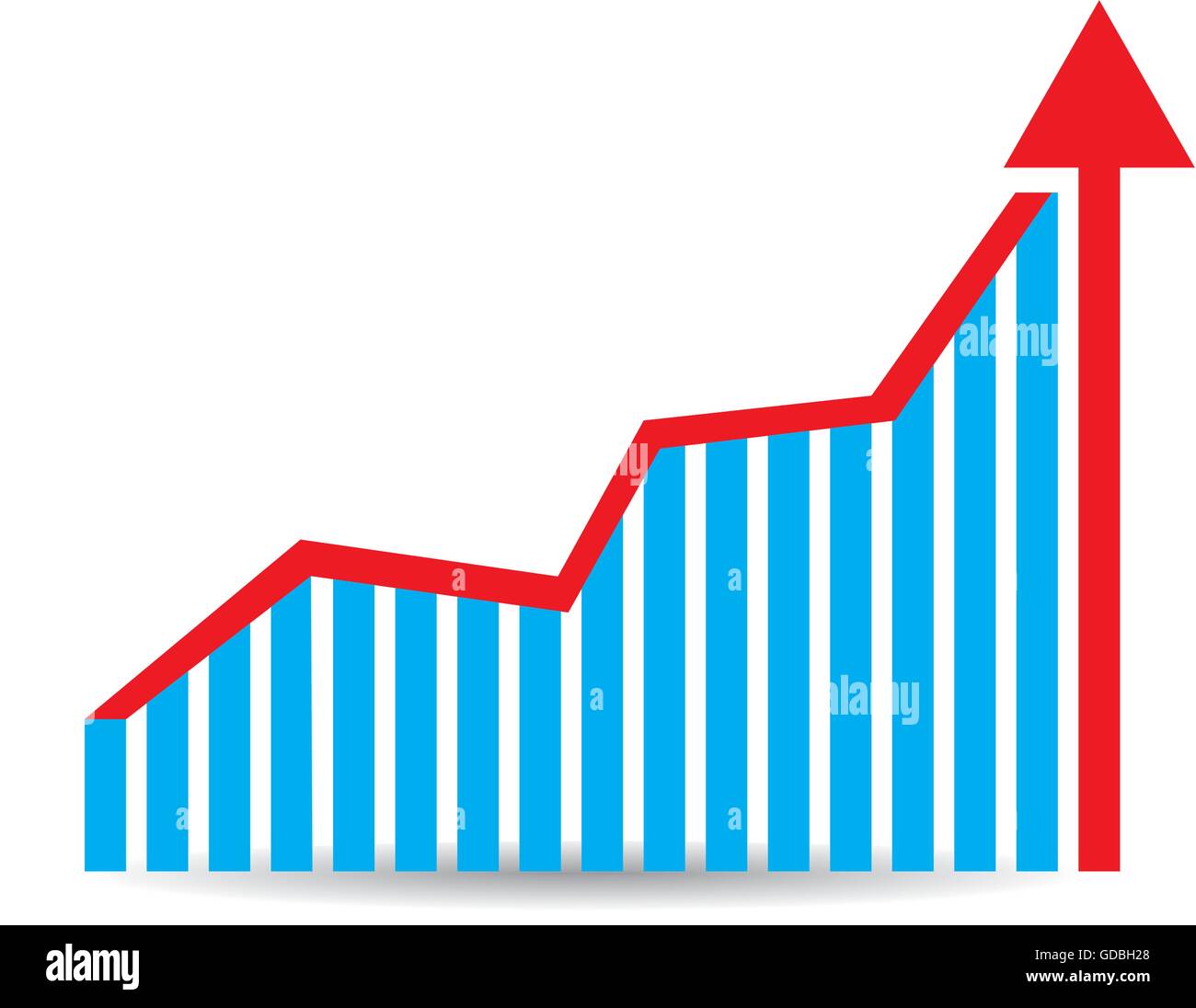Isolated business graph with an arrow and bars on a wihte background ...