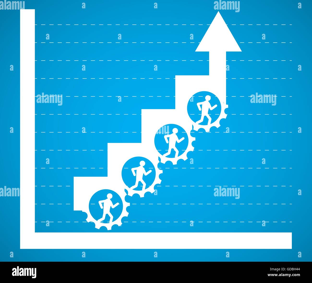 Group of people working together on gears to raise a graph Stock Vector ...