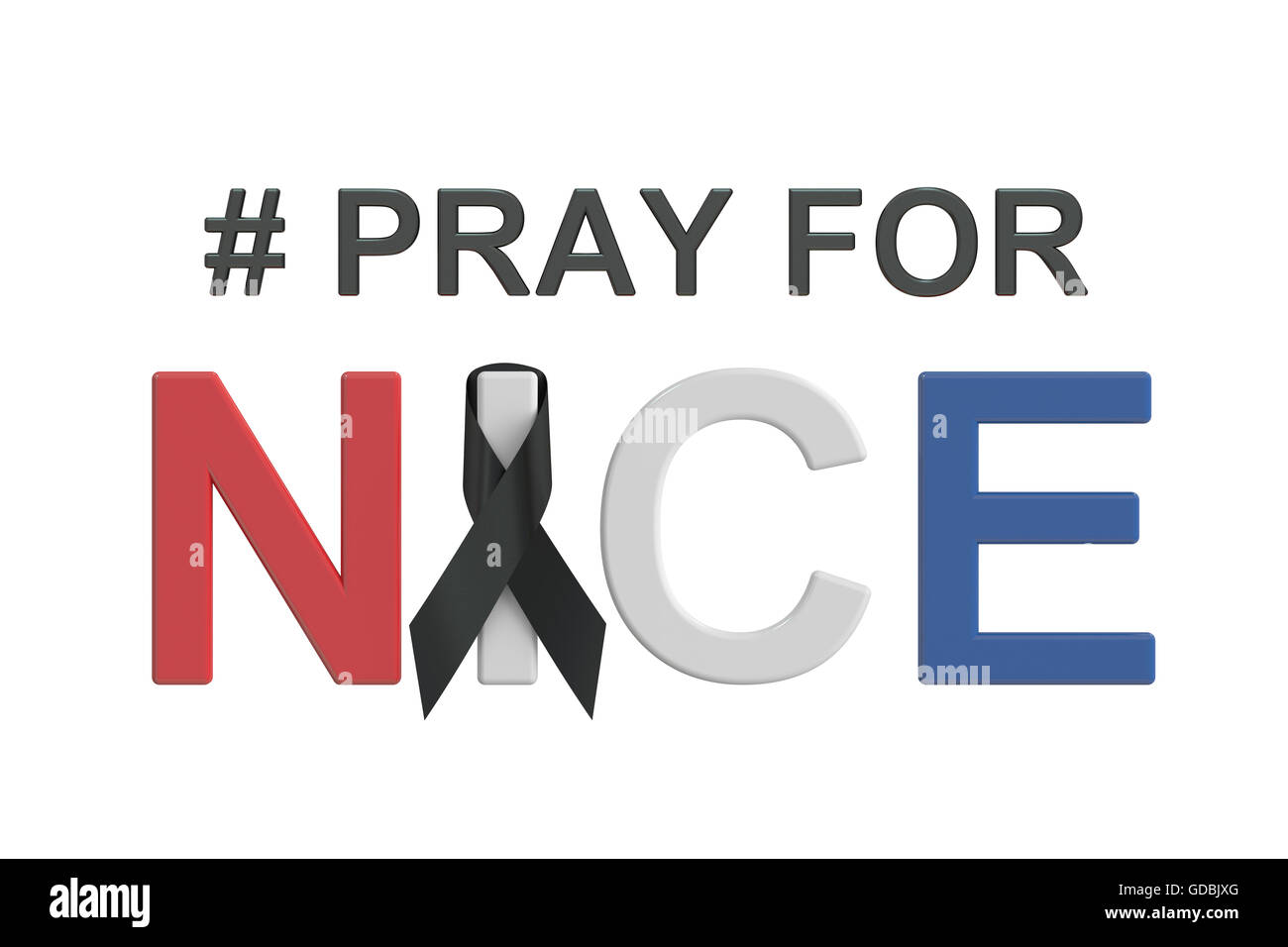 Pray for Nice, France concept. 3D rendering isolated on white background Stock Photo