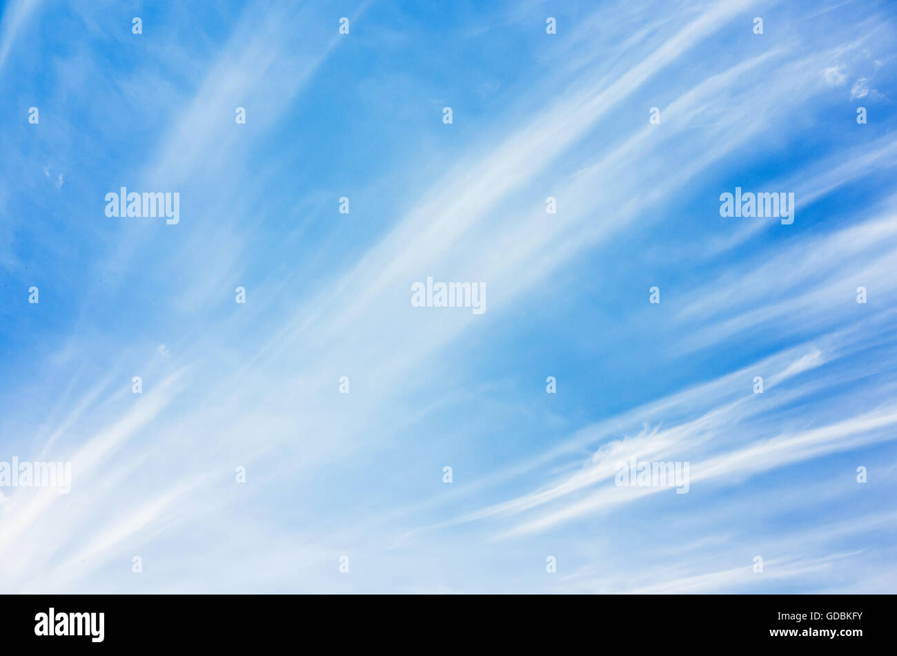Cirrus clouds in blue sky, natural background photo Stock Photo