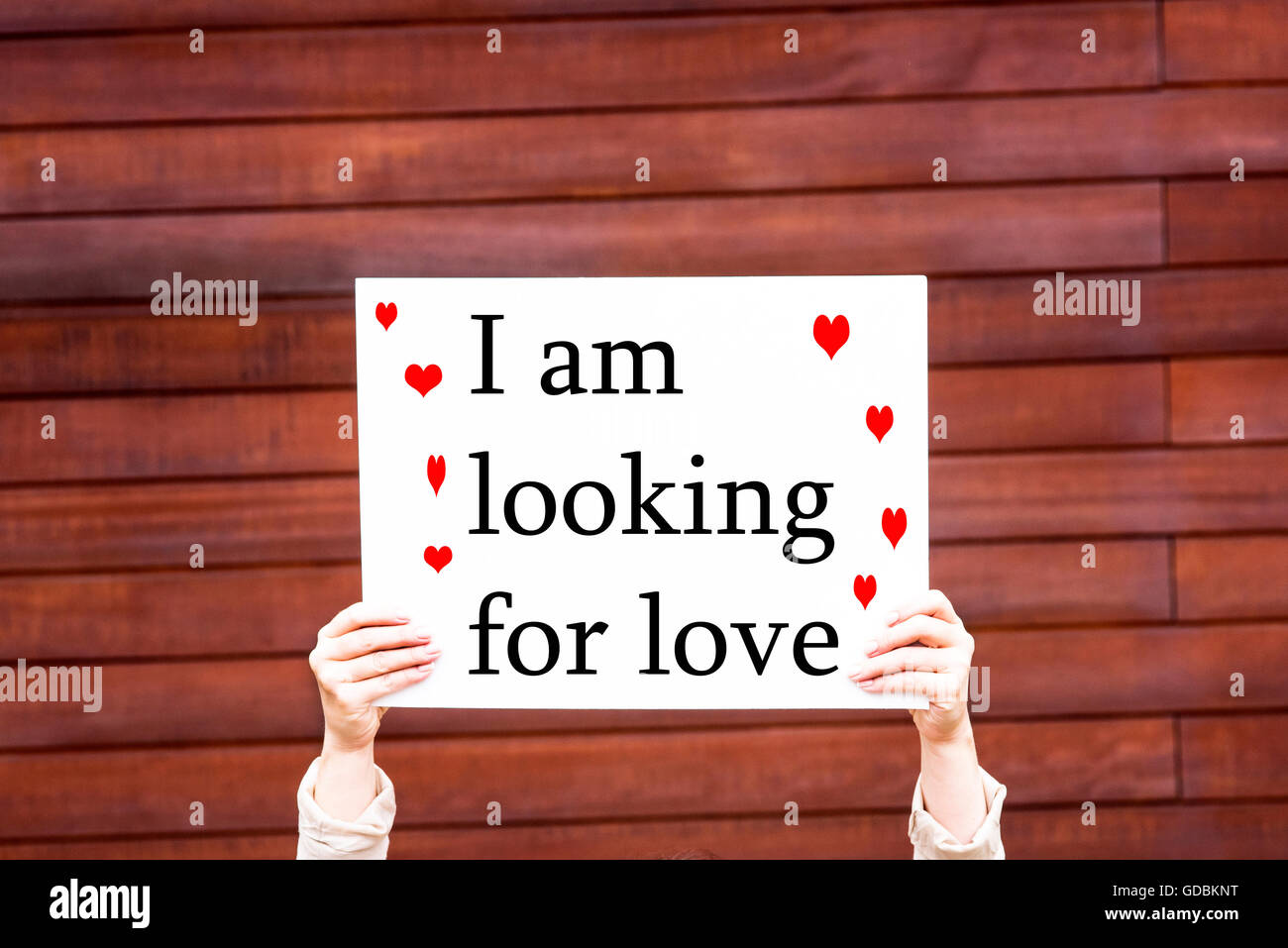 a photo of a woman with a piece I love you Stock Photo