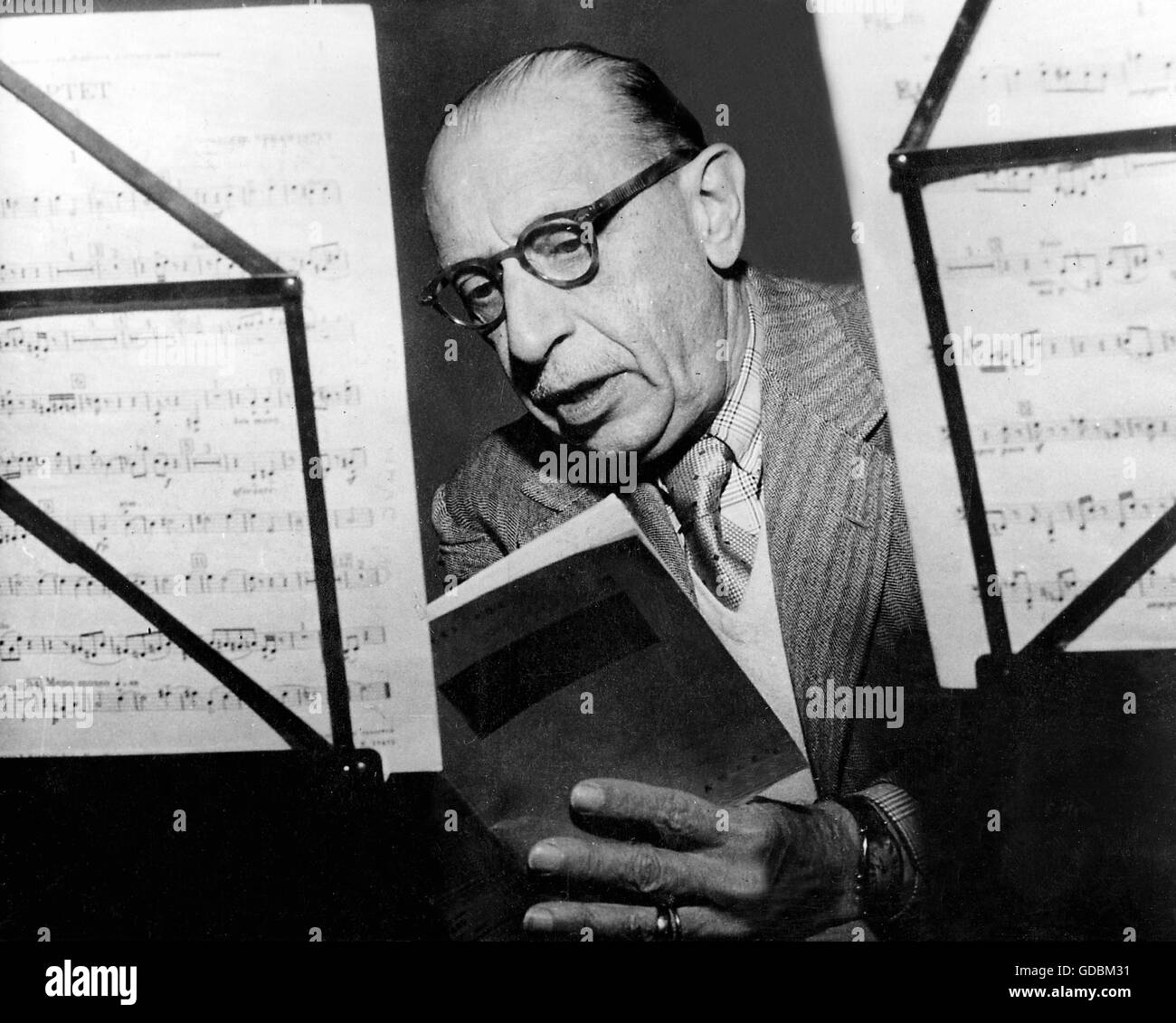 Stravinsky, Igor, 17.6.1882 - 6.4.1971, US composer of Russian origin, half length, circa 1950s, Stock Photo