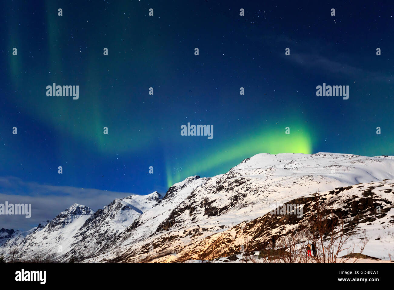 Ersfjordbotn, Northern Light, Norway Stock Photo