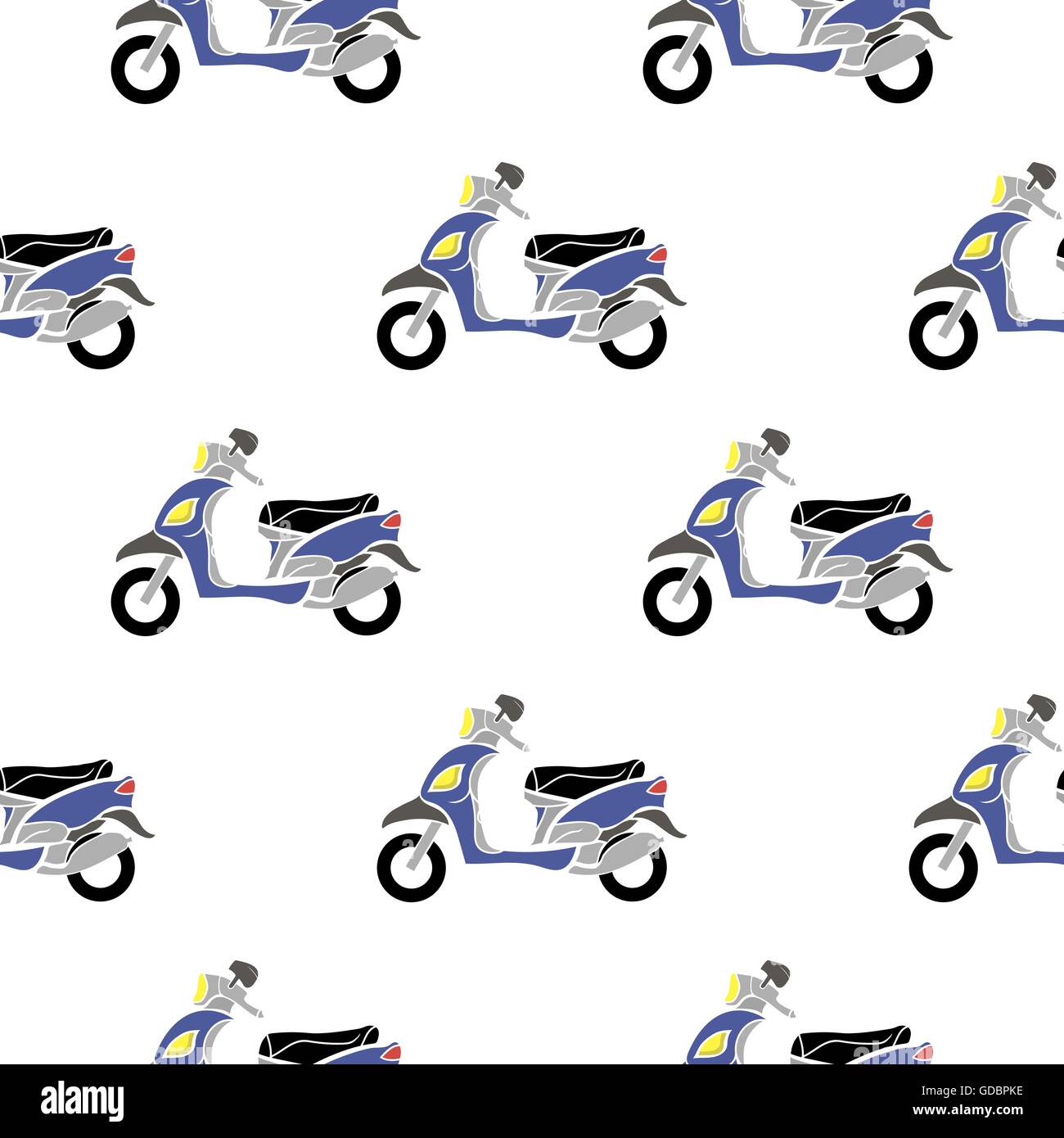 Seamless Blue Scooter Pattern Stock Vector