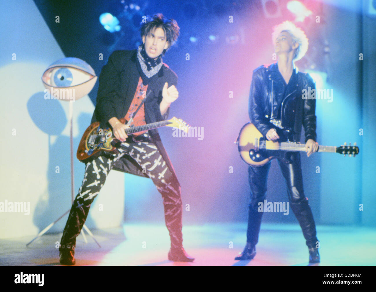 Roxette, Swedish pop band, founded in 1986, Per Gessle, Marie Fredriksson,  full length, during a show, circa 1990 Stock Photo - Alamy