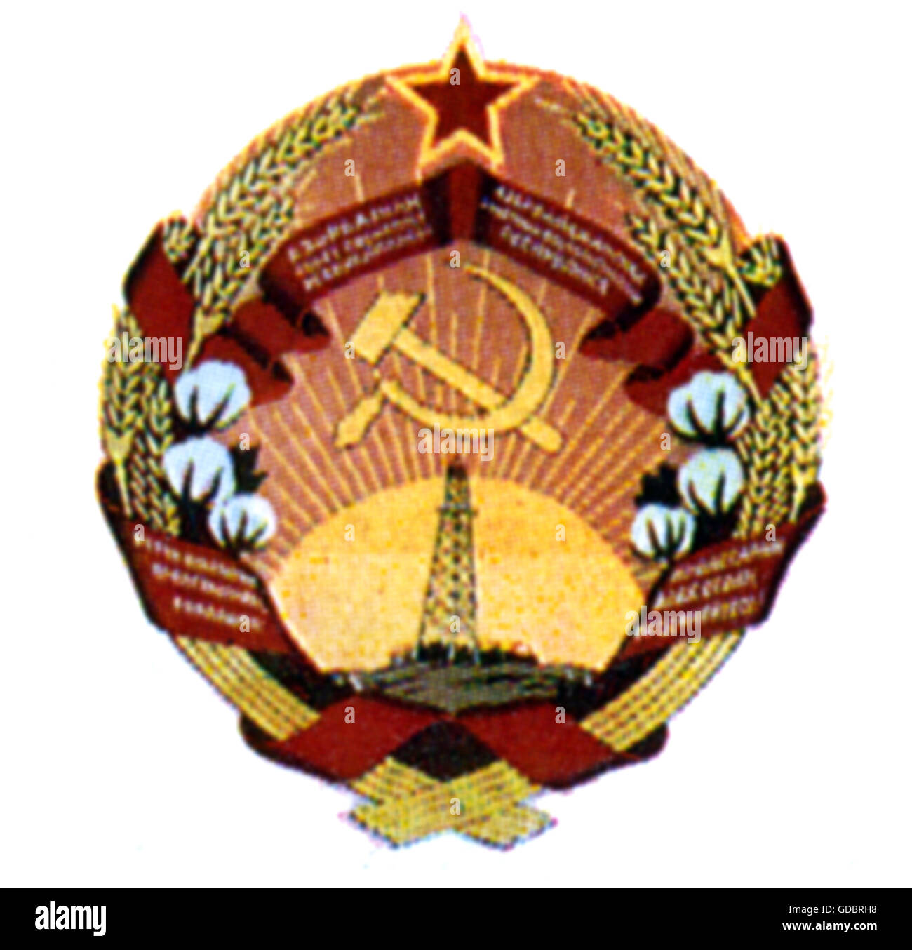 heraldry, coat of arms, Azerbaijan, state coat of arms of the Azerbaijan Soviet Socialist Republic (AsSSR), 1922 - 1991, Additional-Rights-Clearences-Not Available Stock Photo