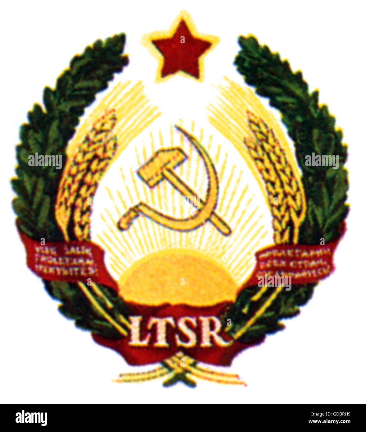 heraldry, coat of arms, Lithuania, state coat of arms of the Lithuanian Soviet Socialist Republic (AsSSR), 1940 - 1991, Additional-Rights-Clearences-Not Available Stock Photo