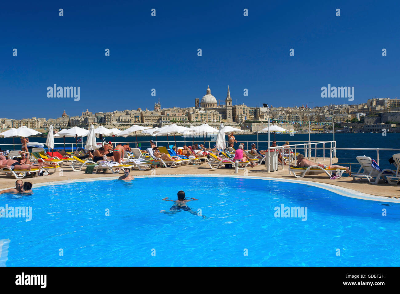 Hotel swimming pool in Sliema, Valletta, Malta Stock Photo Alamy