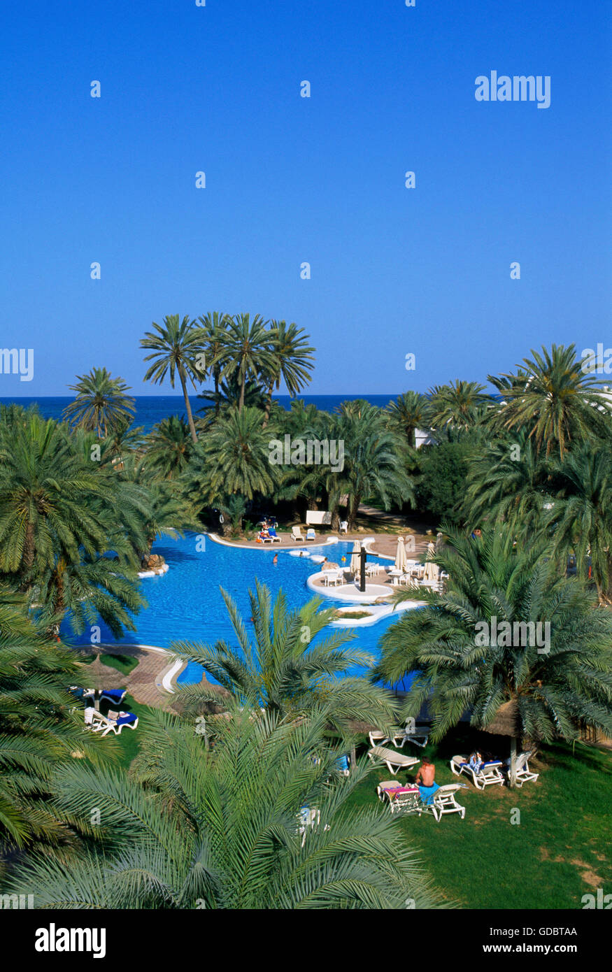 Hotel Odyssee in the Oasis Zarzis, Djerba Island, Tunisia Stock Photo