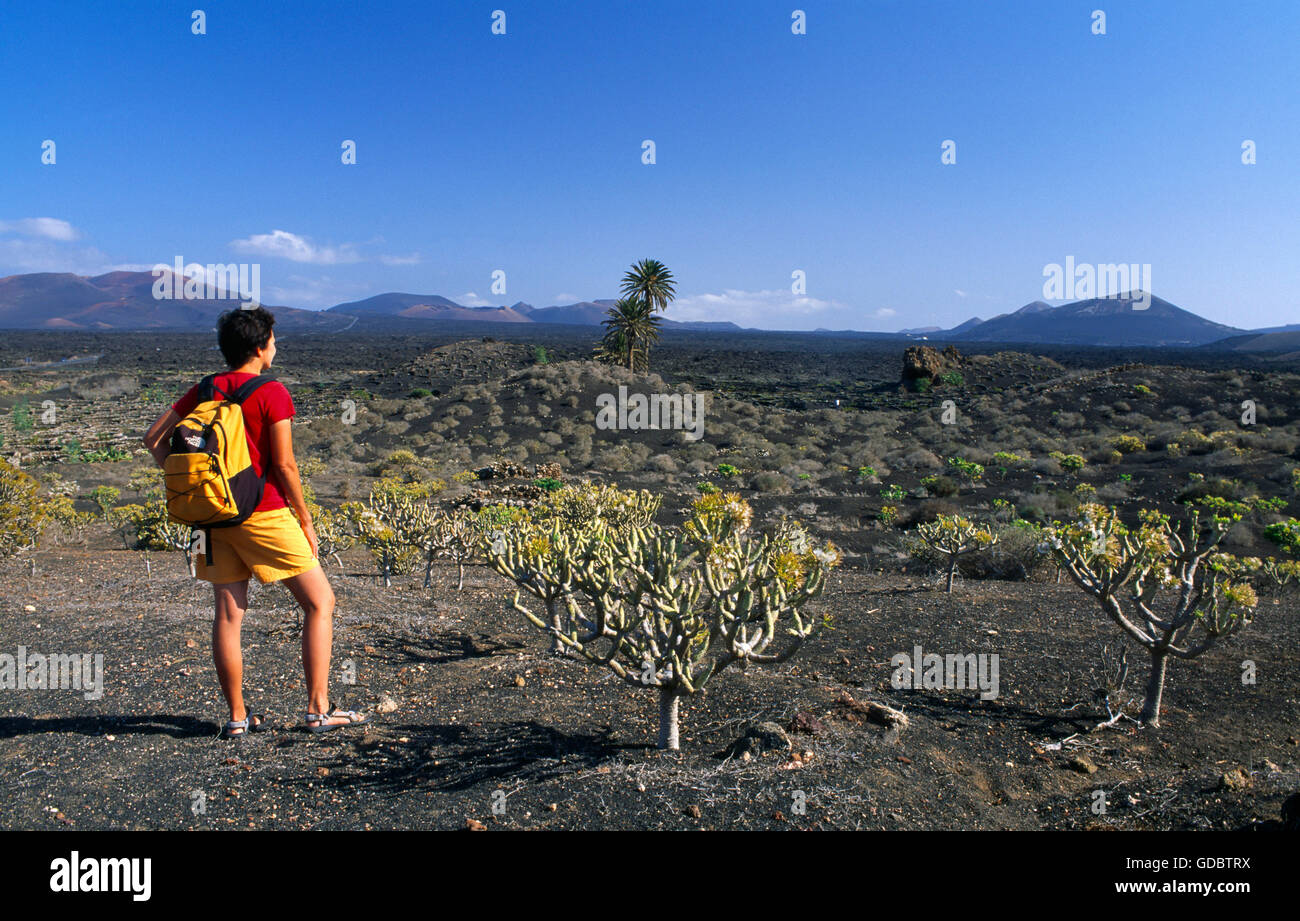 Hiking nearby Uga, Lanzarote, Canary Islands, Spain Stock Photo