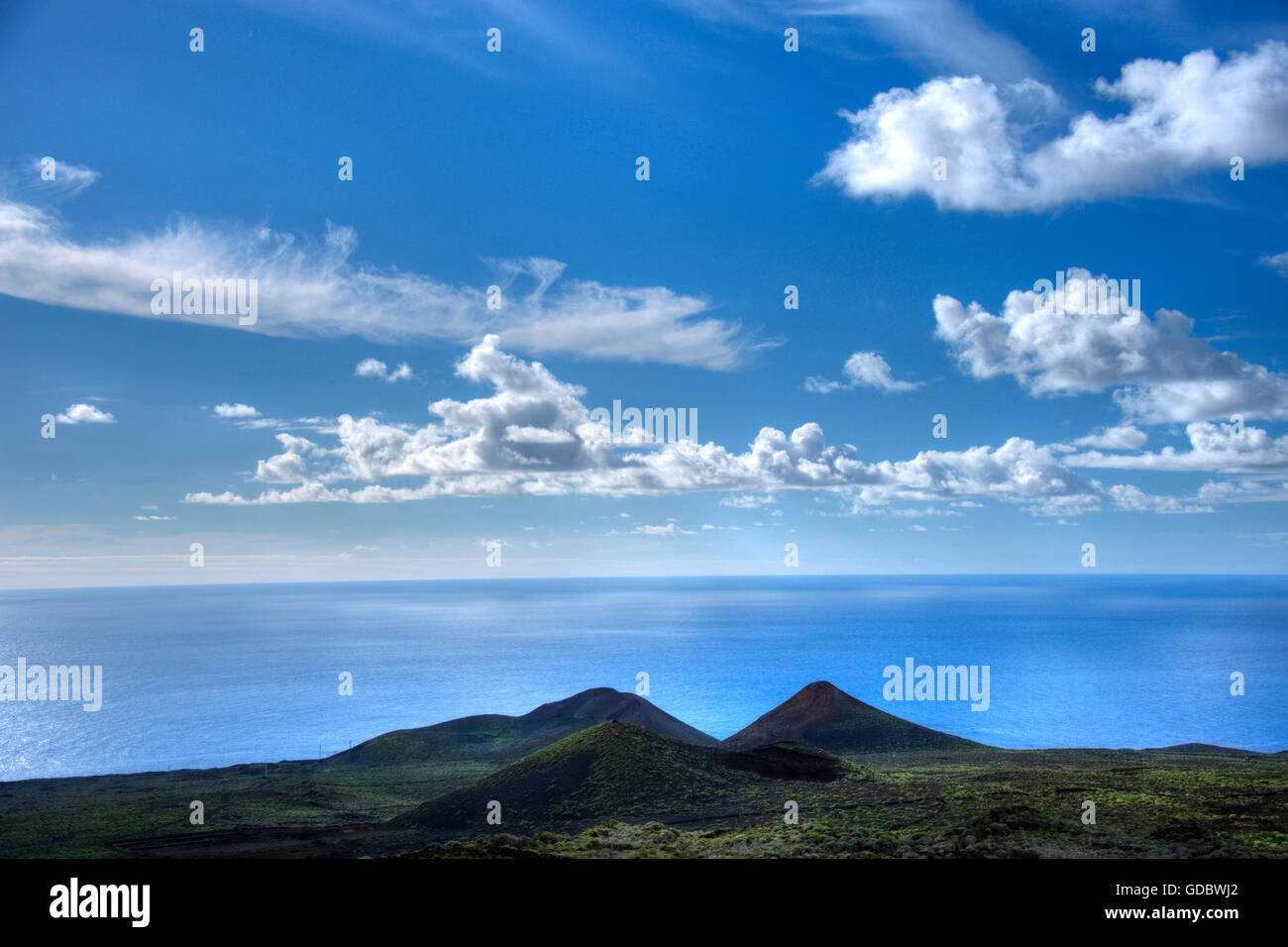 Volcanic landscape, in the Southwest, El Hierro, Canary Islands, Spain Stock Photo