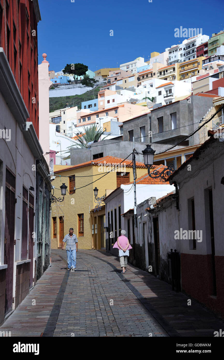 Calle de la Luz, San Sebastian, La Gomera, Canary islands, Spain Stock Photo
