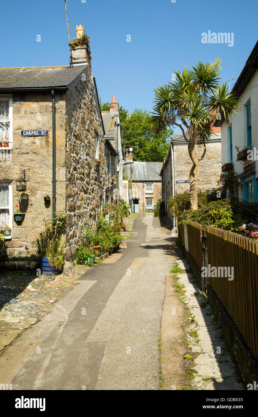 Traditional housing in the fishing port of Newlyn, Cornwall, England, UK Stock Photo