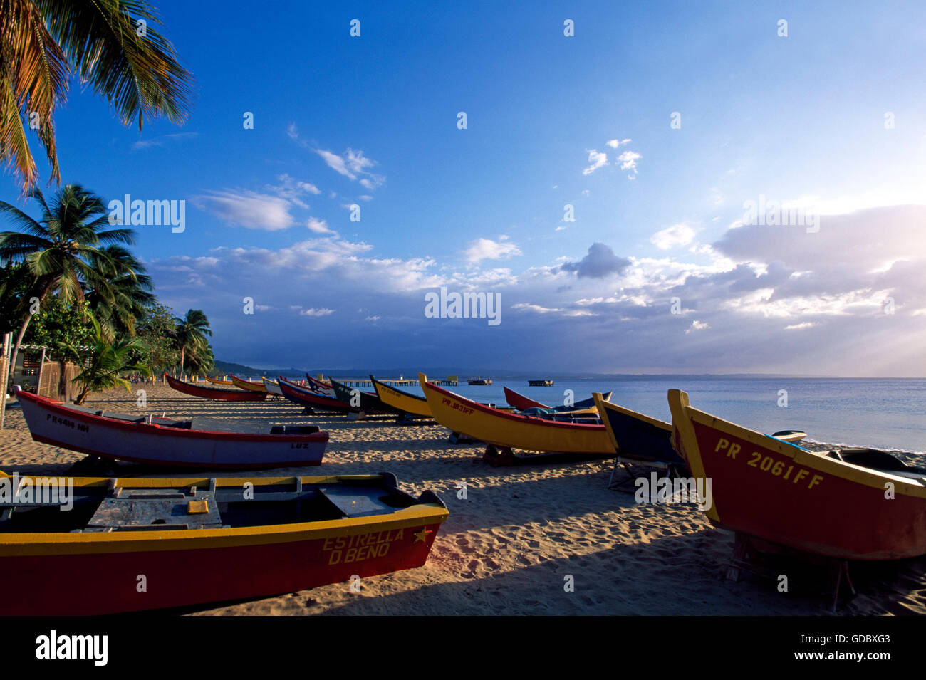 Fishing boats on Crash Boat Beach, Aguadilla, Puerto Rico, Caribbean