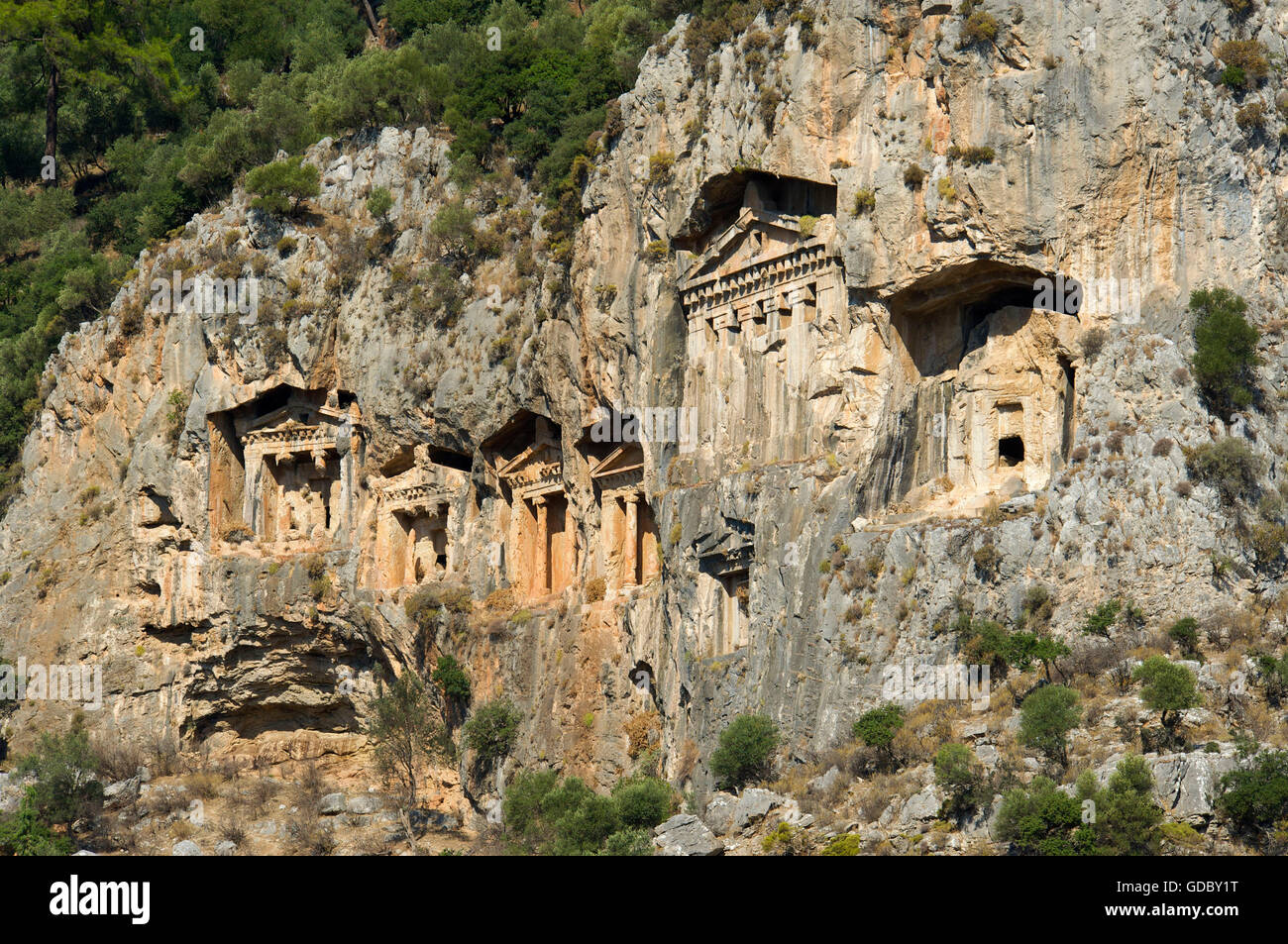 Rock Tombs of Kaunos, Turkish Aegean Coast, Turkey Stock Photo - Alamy