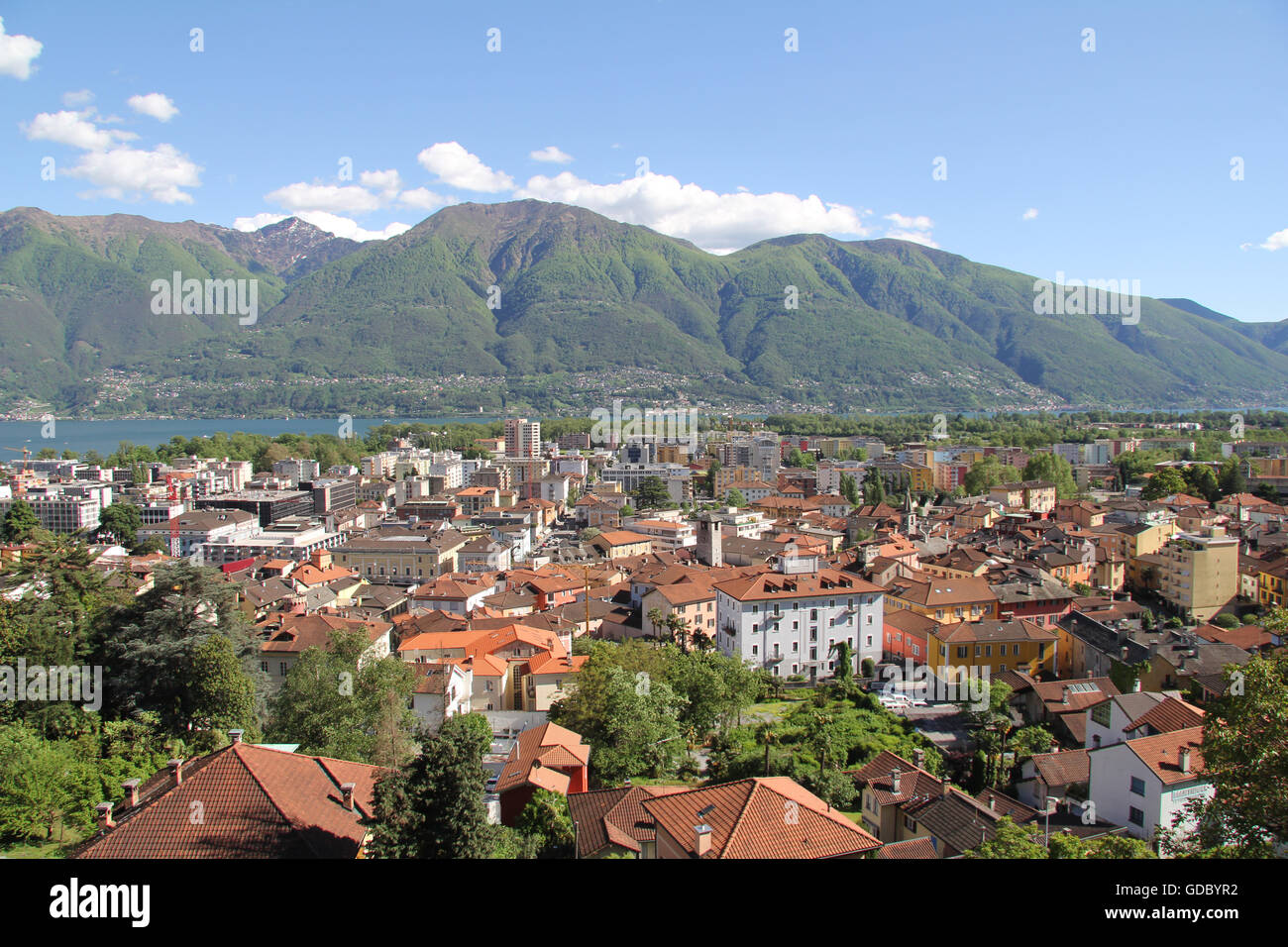 Switzerland,Europe,Ticino,Locarno,Lago Maggiore,lake,Old Town Stock Photo