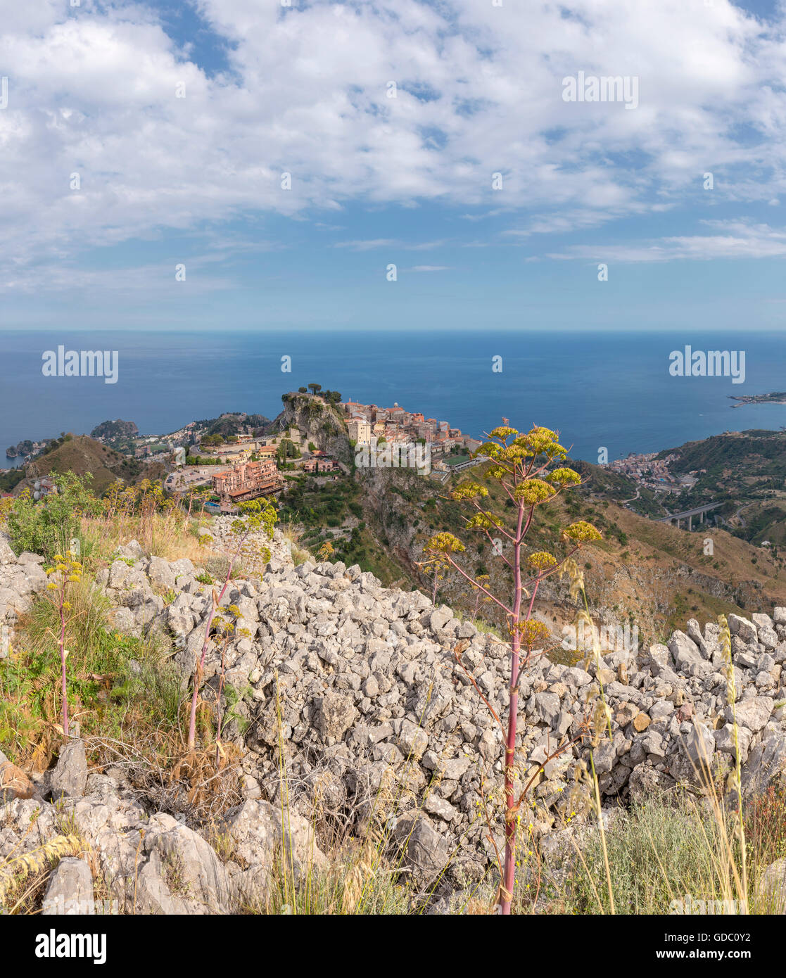 View at Castemola and the Ionic sea Stock Photo