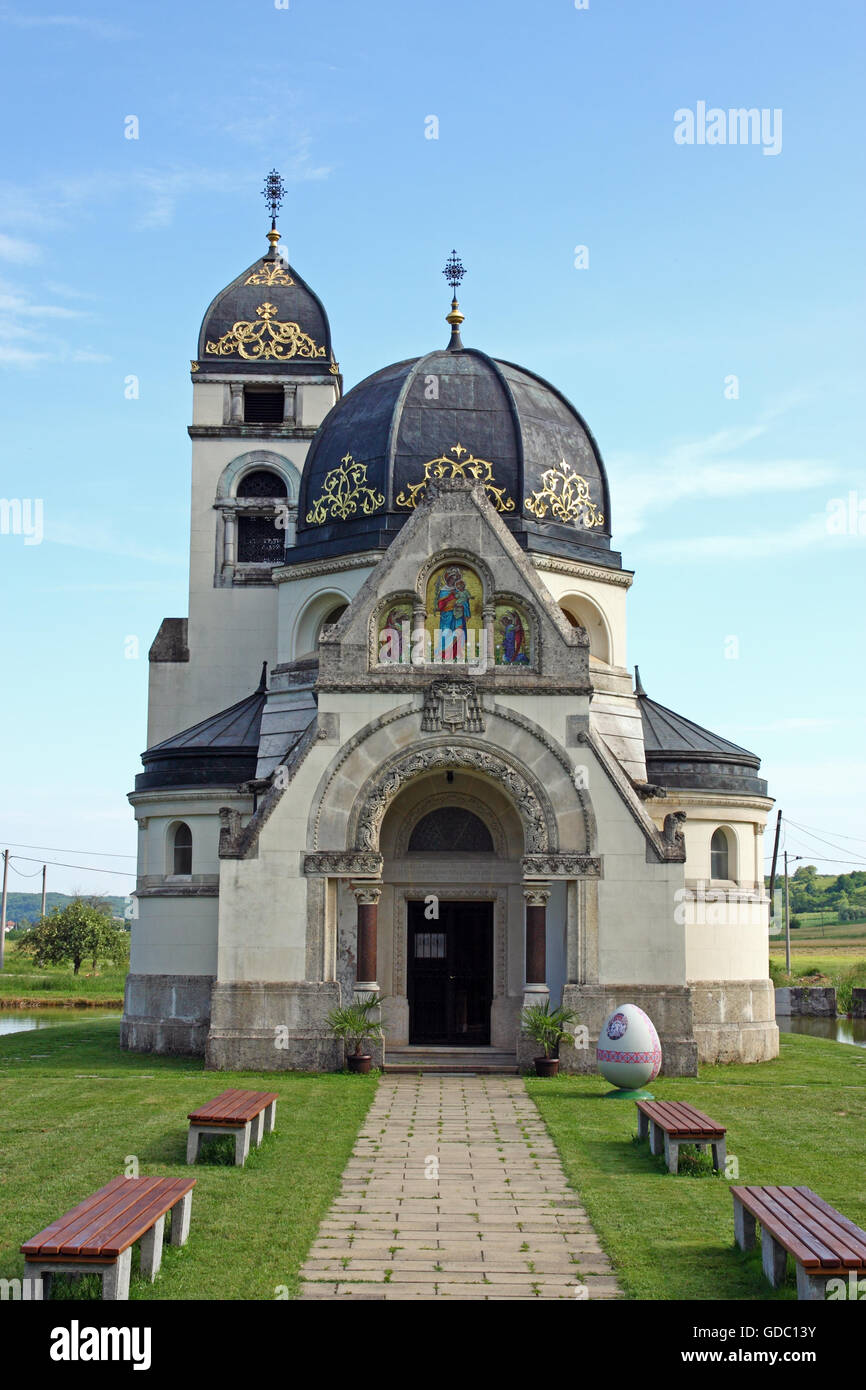 Eastern - rites catholic church of the annunciation, Greek Catholic church in Pribic, near Krasic, Croatia Stock Photo
