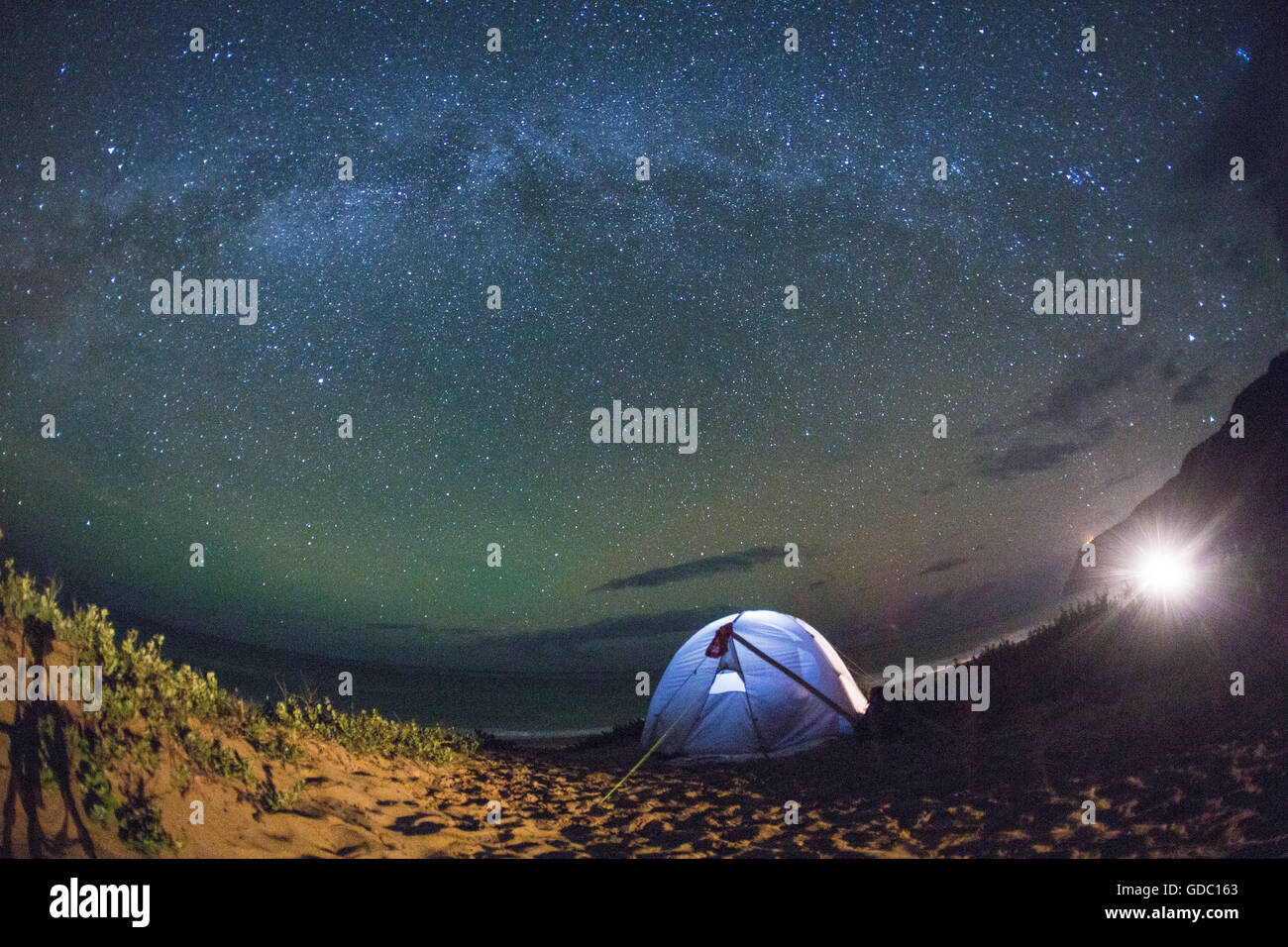 Kauai,camping,Kauai,star sky,stars,evening,Astro,USA,Hawaii,America, Stock Photo