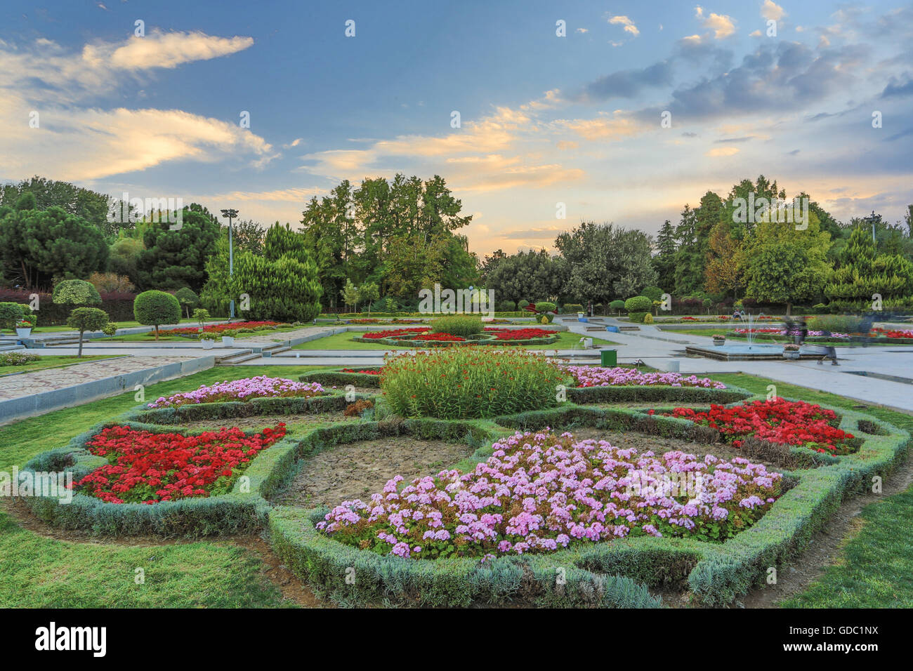 Iran,Esfahan City,Flowers Garden Stock Photo