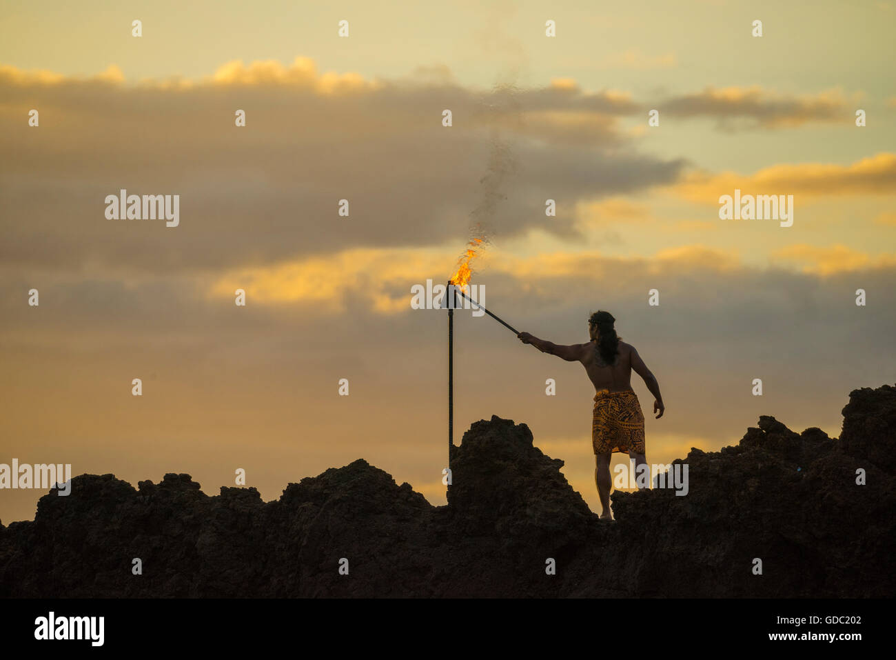 Hawaiian torch lighting ceremony hires stock photography and images