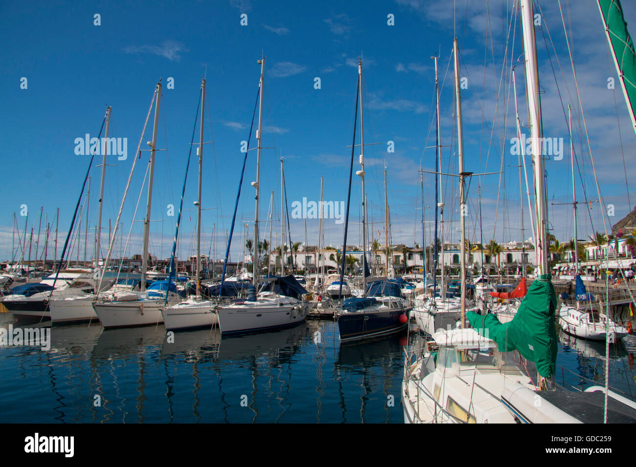 Gran Canaria,Canary islands,Spain,Europe,Mogan,Puerto de Mogan,Marina,harbour,port,sail boats,holidays,tourism, Stock Photo