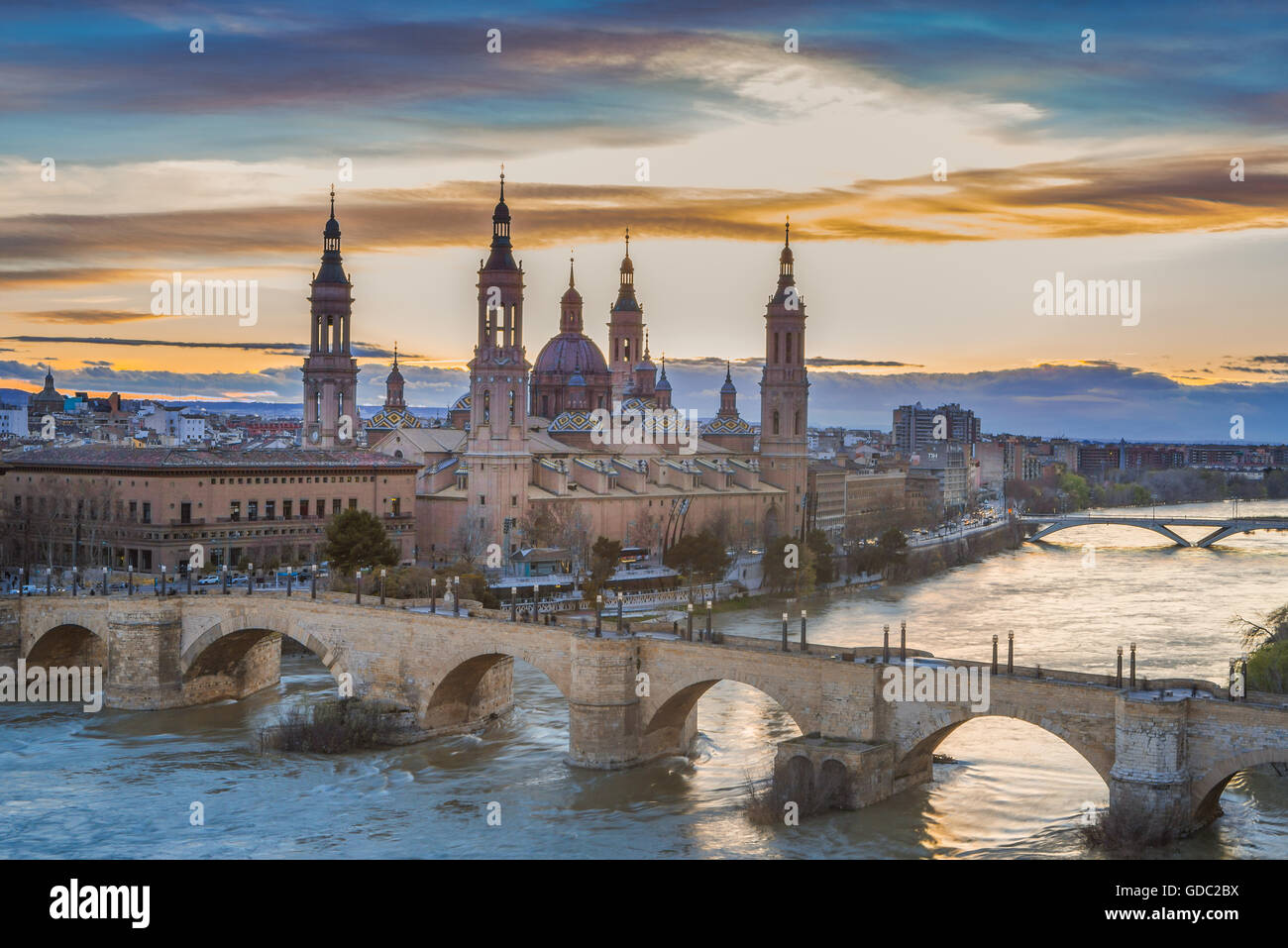 Spain,Aragon Region,Zaragoza,Saragossa,City,El Pilar Basilica Stock Photo