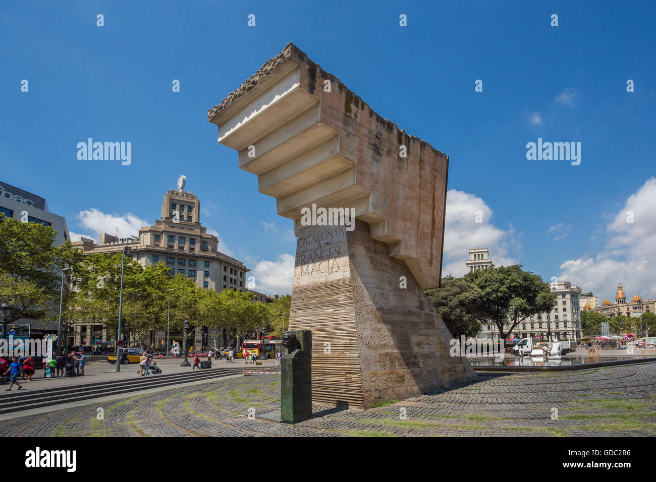 Spain,Catalonia,Barcelona City,Catalunya Square,Francesc Macia Monument Stock Photo