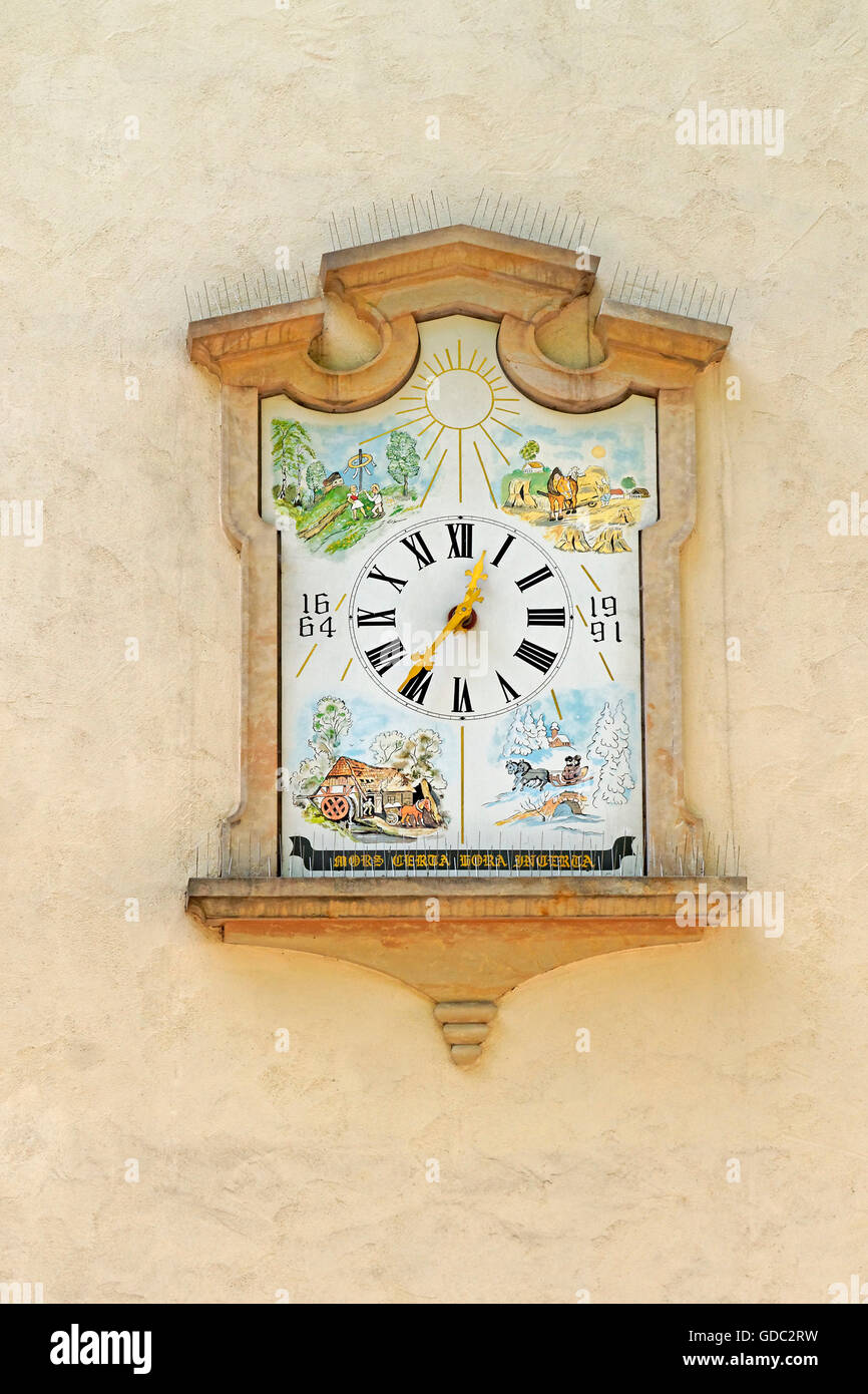 House wall,clock, Stock Photo