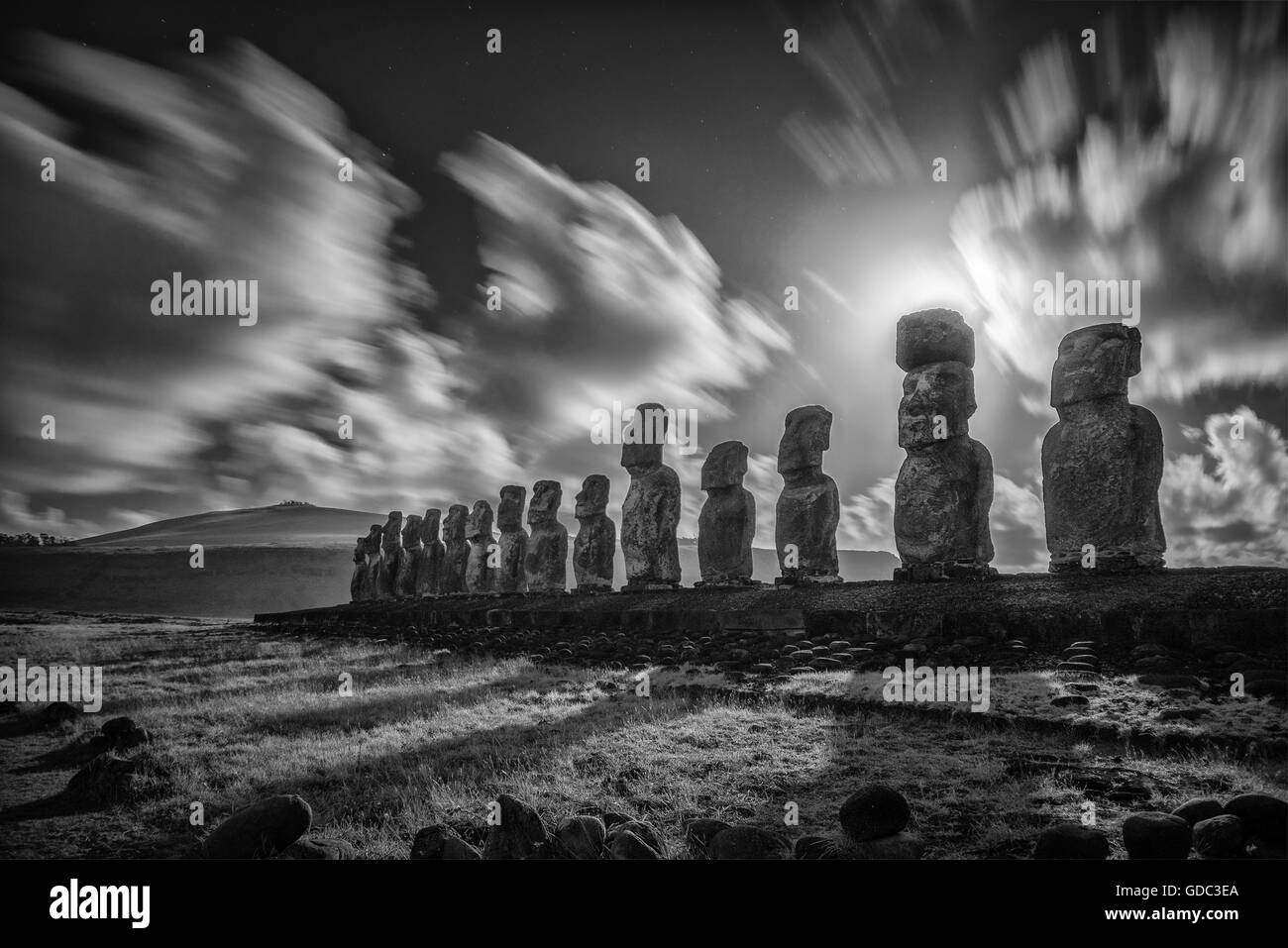 South America,Chile,Easter Island,Rapa Nui,south pacific,UNESCO,World Heritage, Stock Photo