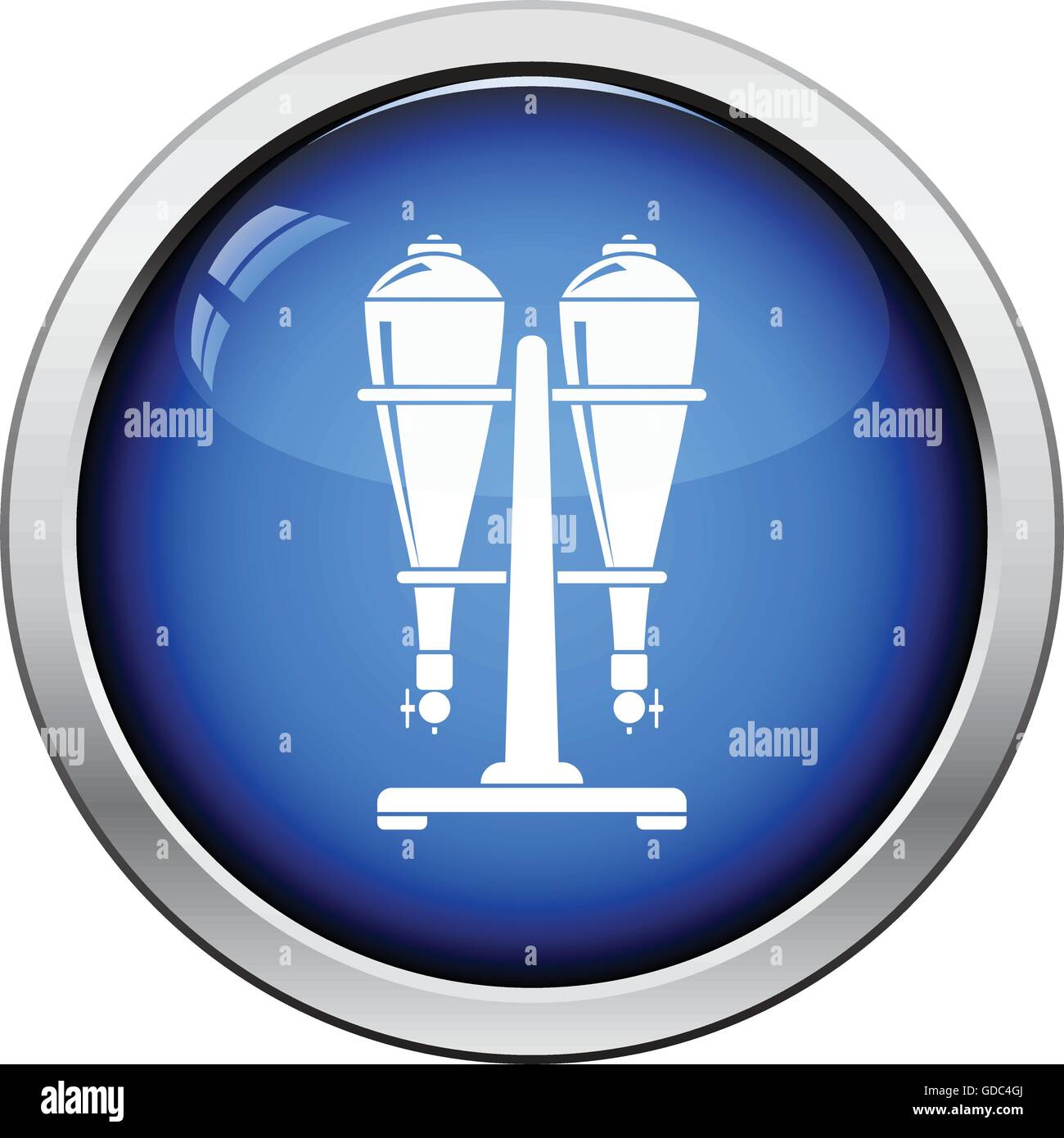 Soda siphon equipment icon. Glossy button design. Vector illustration. Stock Vector