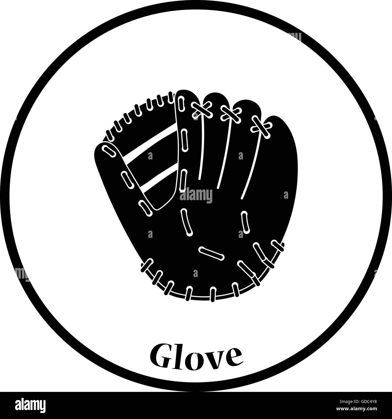 Baseball glove icon. Thin circle design. Vector illustration Stock