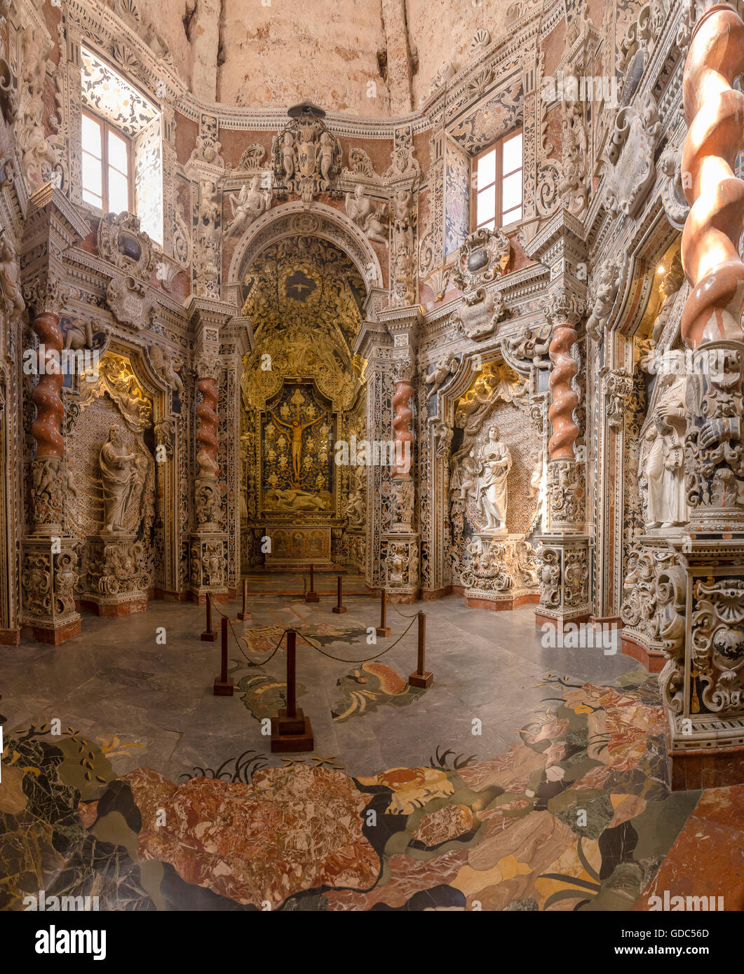 The 17th Century Chapel Of The Crucifix in the Cathedral of Monreale Stock Photo