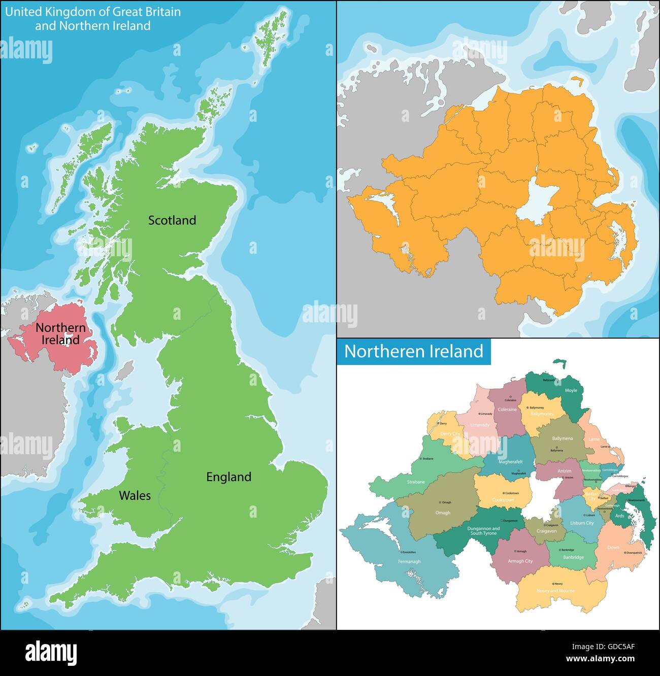 Northern Ireland map Stock Vector