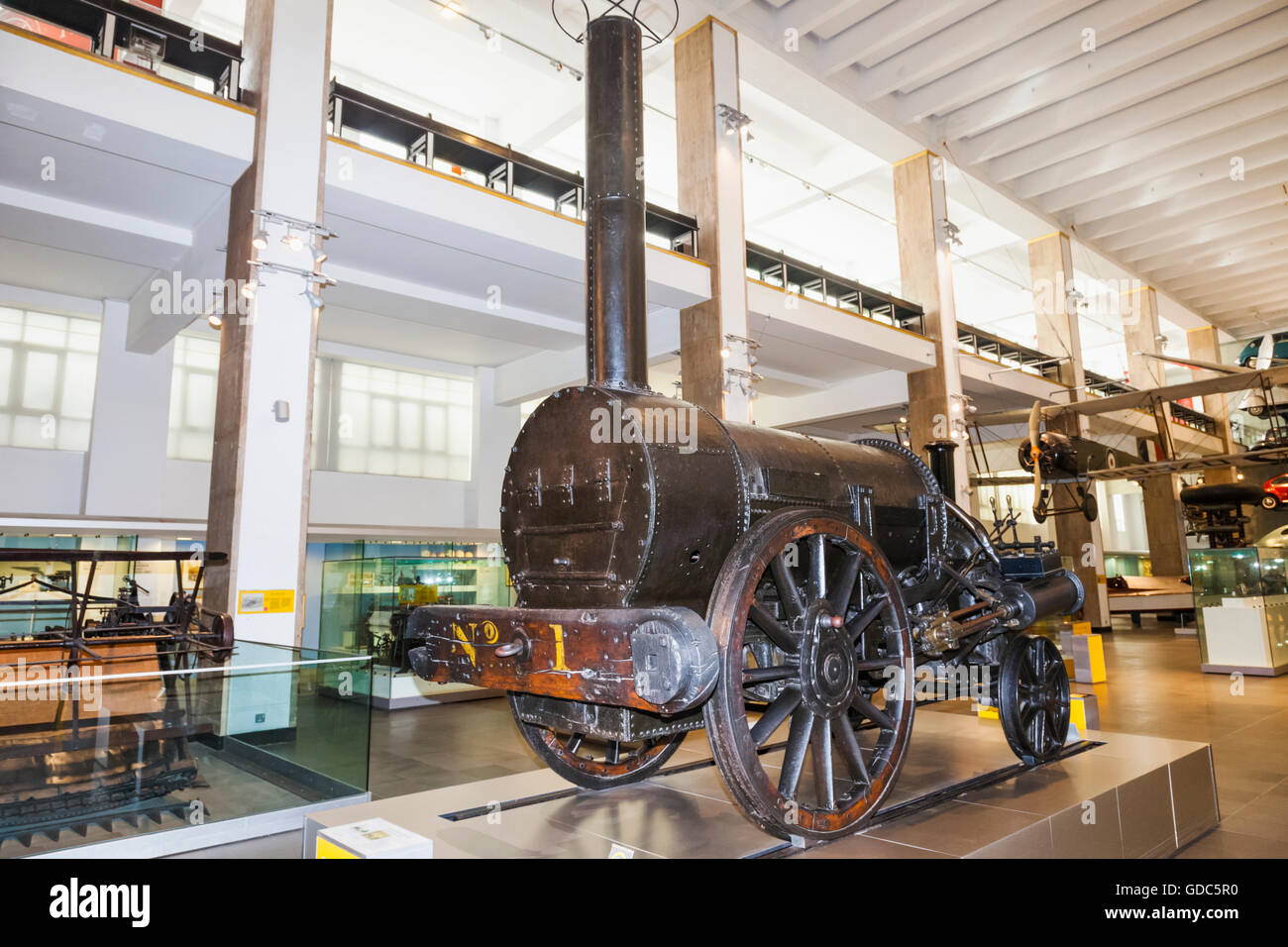 England,London,Kensington,Science Museum,Stephenson's Rocket Locomotive dated 1829 Stock Photo